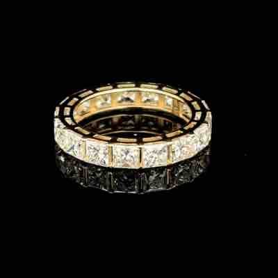 Square Cut Diamond Eternity Ring in Yellow Gold
