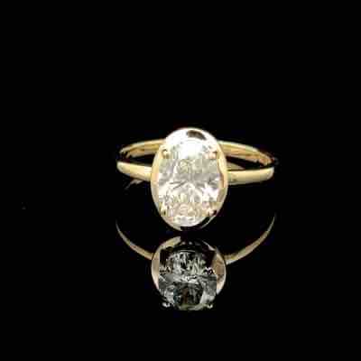 Oval Cut Diamond Solitaire Ring in Yellow Gold