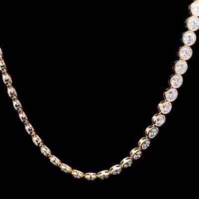 Bezel-Set Diamond Tennis Necklace in Yellow Gold