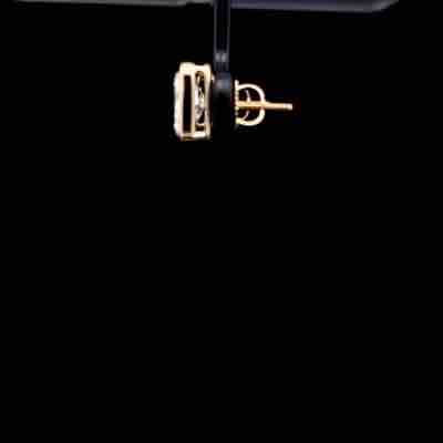 Yellow Gold Bezel-Set Rectangular Diamond Stud Earrings 3