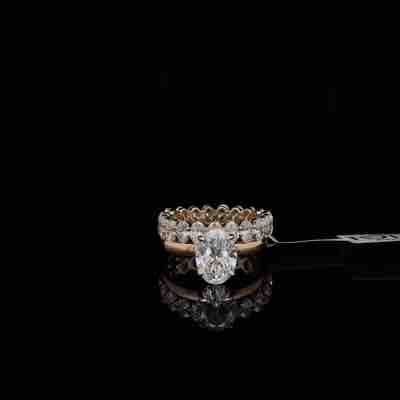 Oval Diamond Engagement Ring Bridal Set in Rose Gold with 2ct center