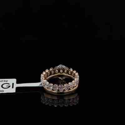Oval Diamond Engagement Ring Bridal Set in Rose Gold with 2ct center 4