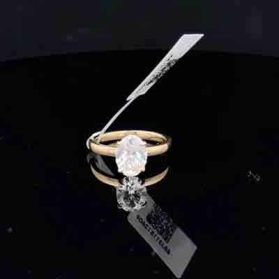 Oval Diamond Solitaire Ring in Yellow Gold