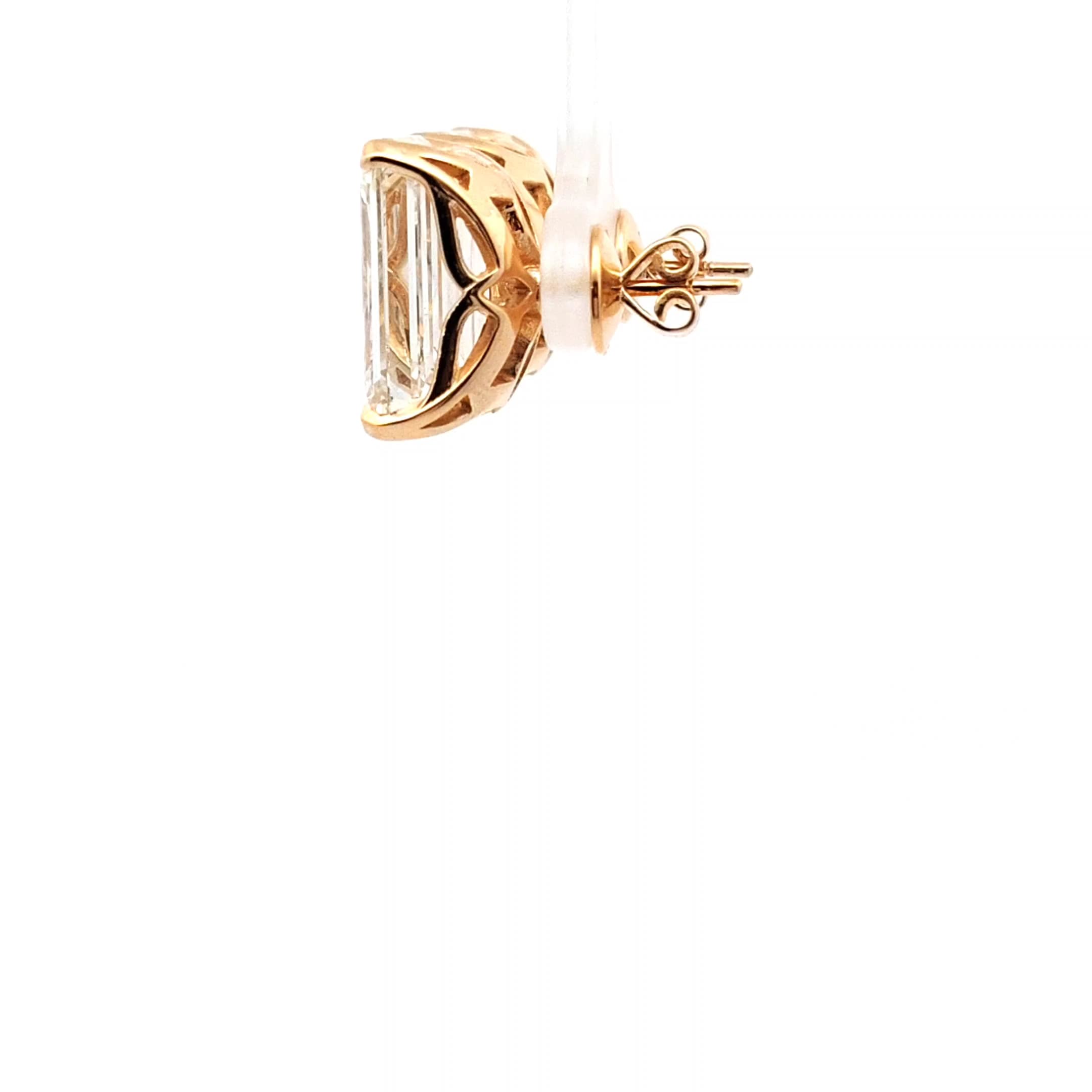 Emerald-Cut Diamond Stud Earrings in Yellow Gold 3