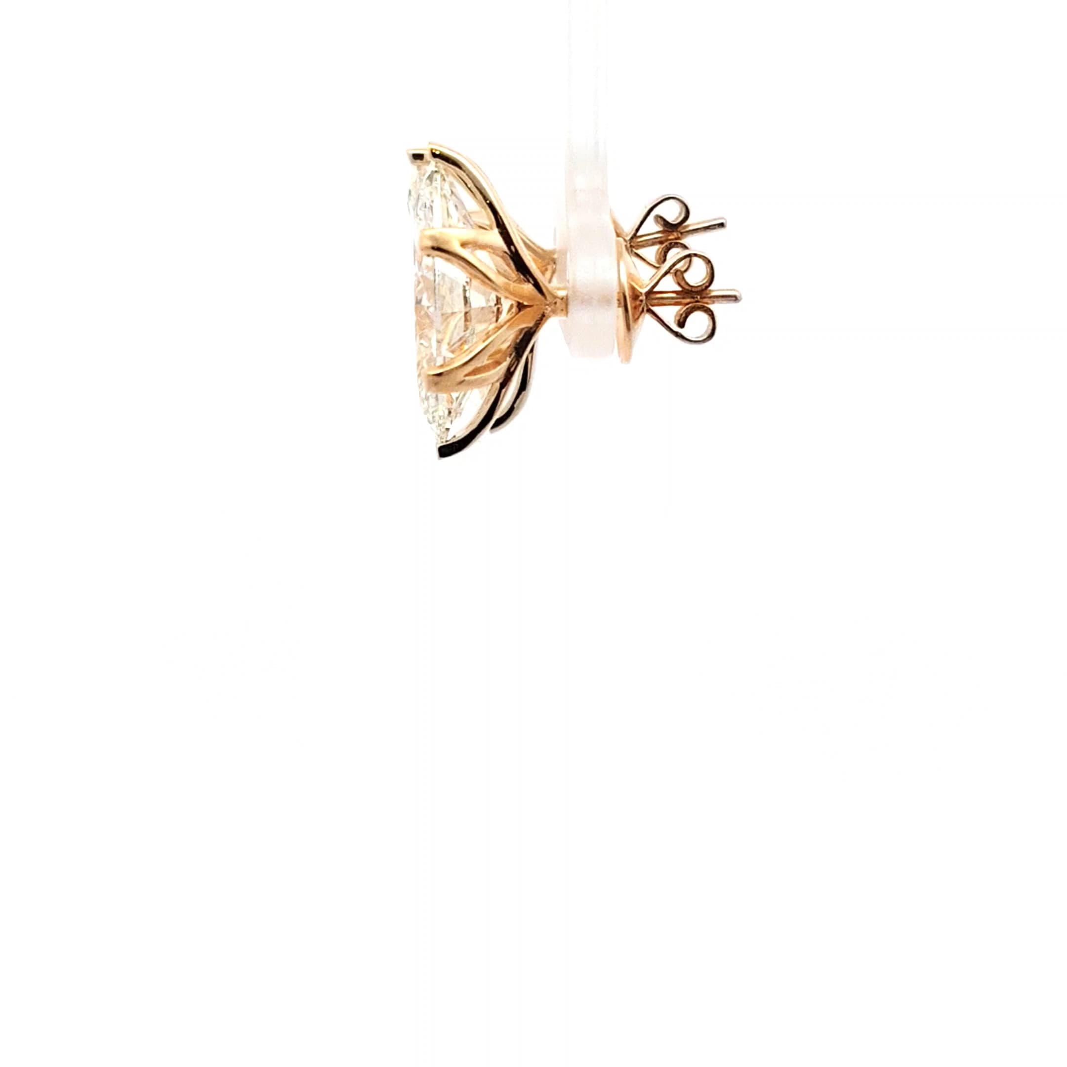 Yellow Gold Stud Earrings with Marquise Cut Diamonds 3
