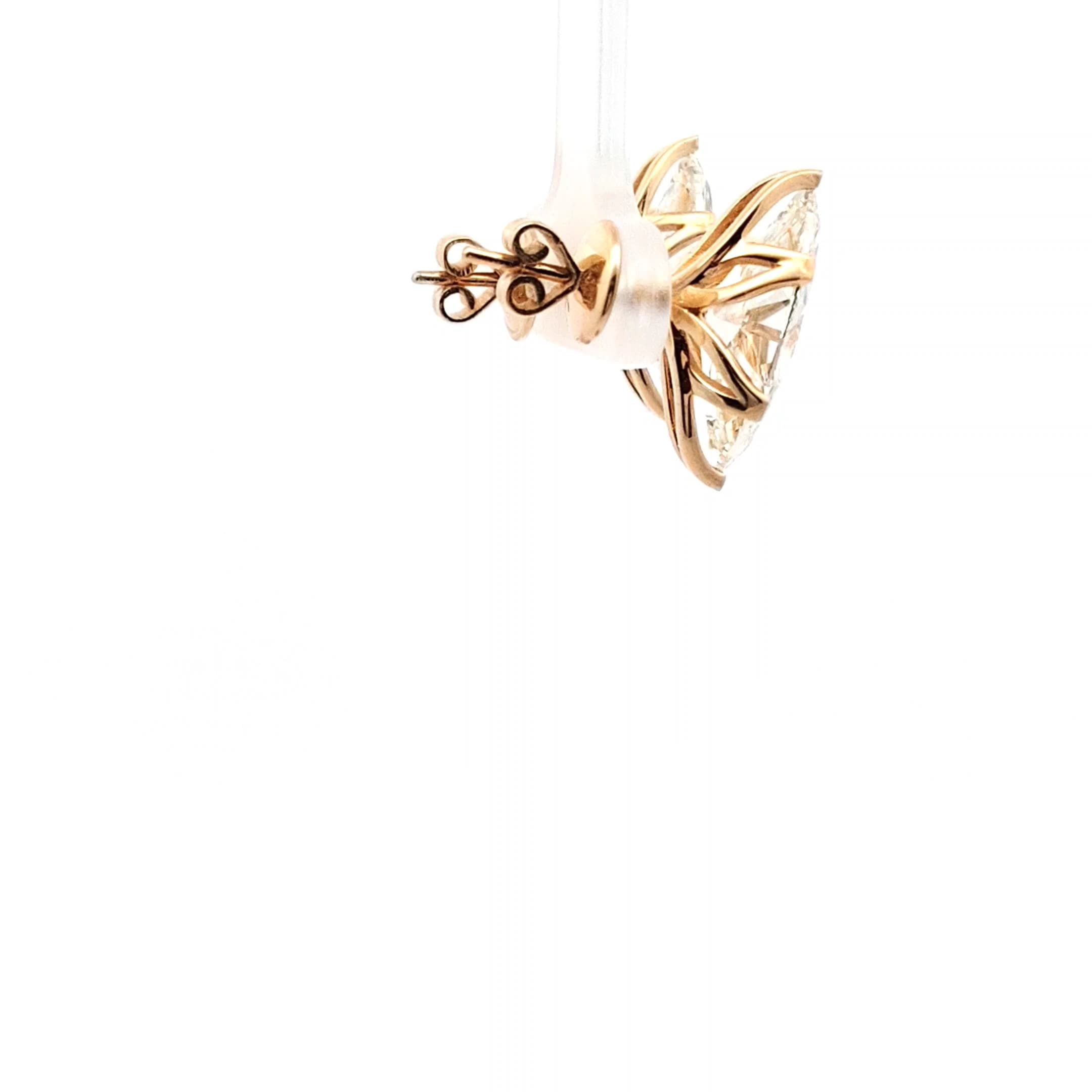 Yellow Gold Stud Earrings with Marquise Cut Diamonds 5