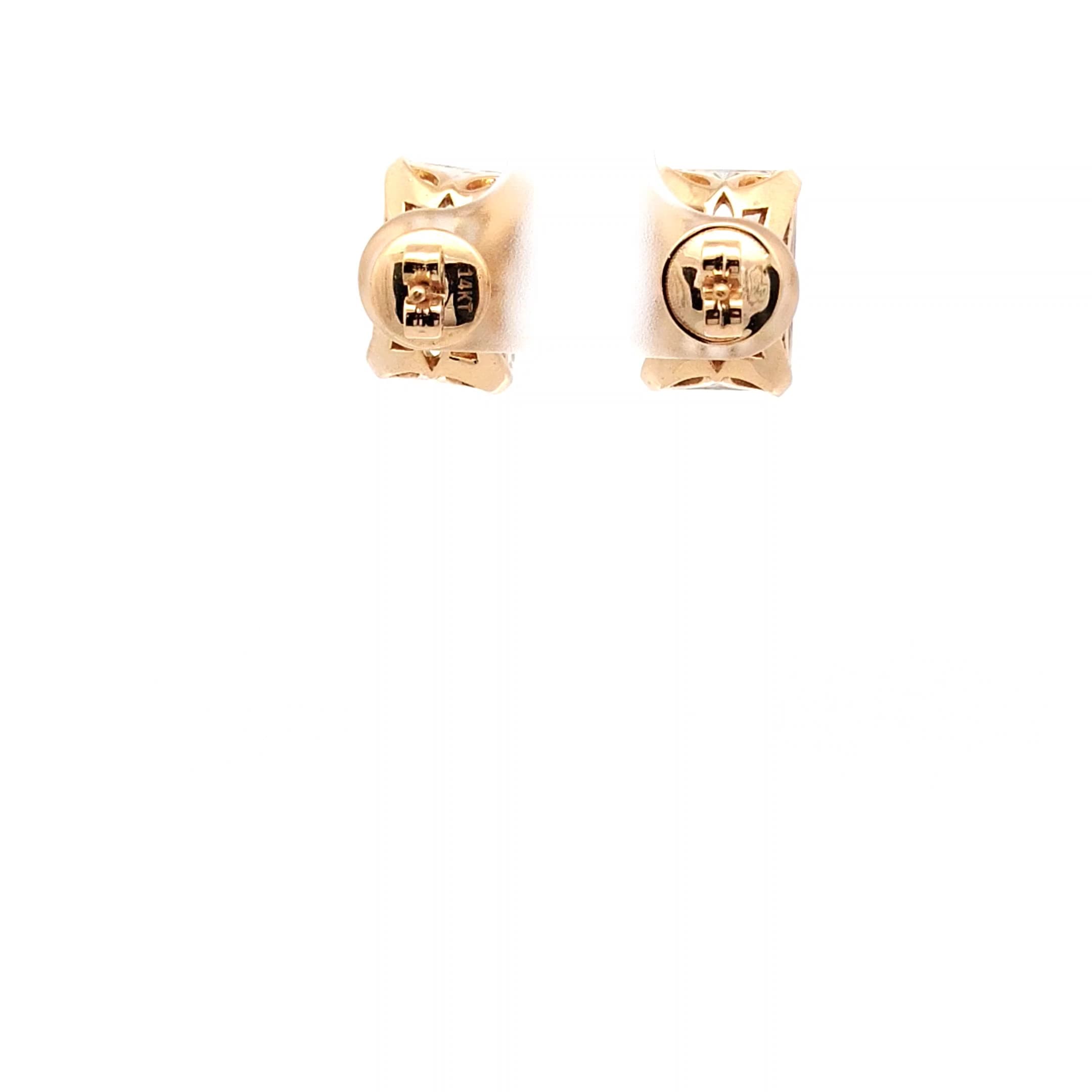 Emerald-Cut Diamond Stud Earrings in Yellow Gold 4