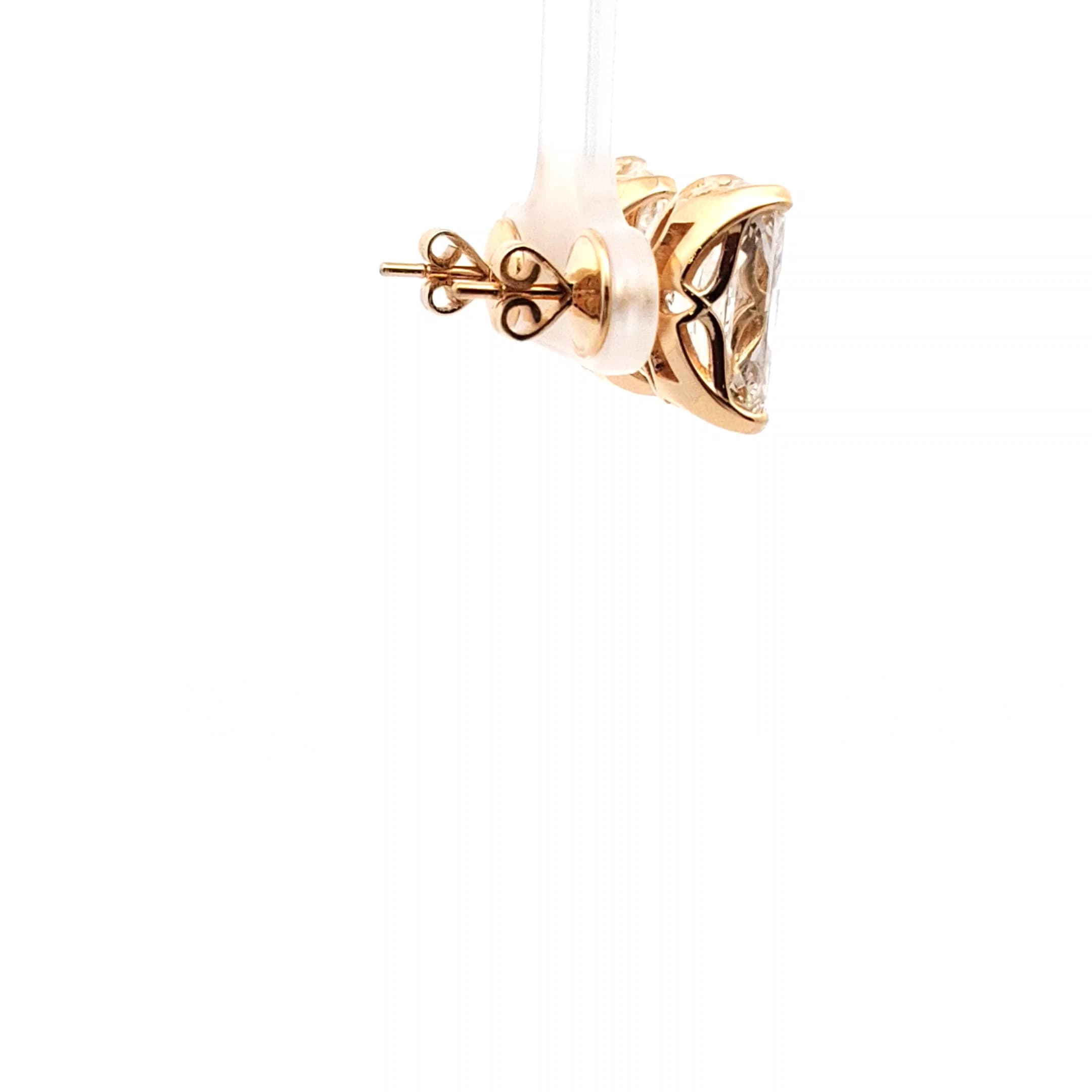 Emerald-Cut Diamond Stud Earrings in Yellow Gold 5