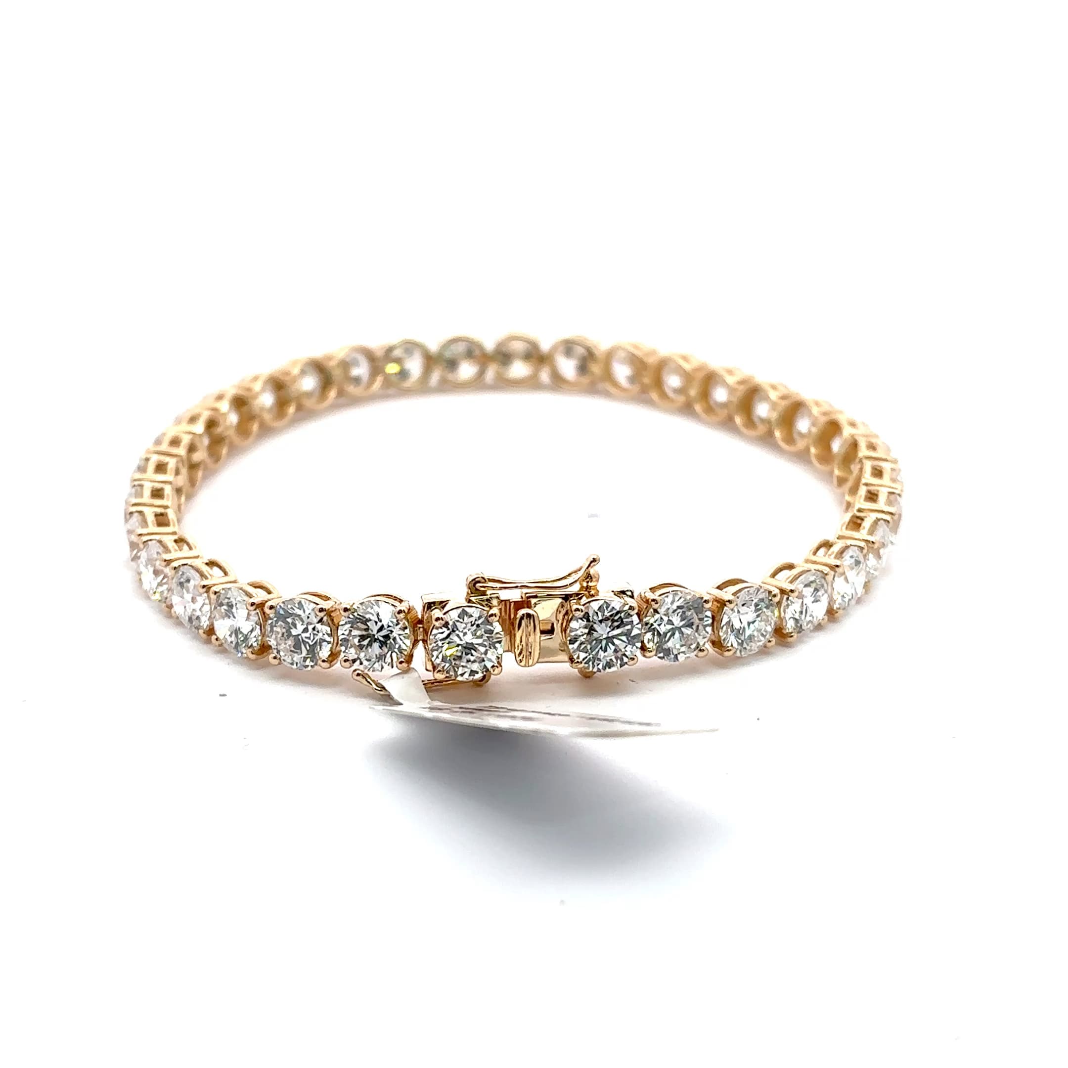 Yellow Gold Diamond Tennis Bracelet with Round Brilliant Cut Diamonds 2