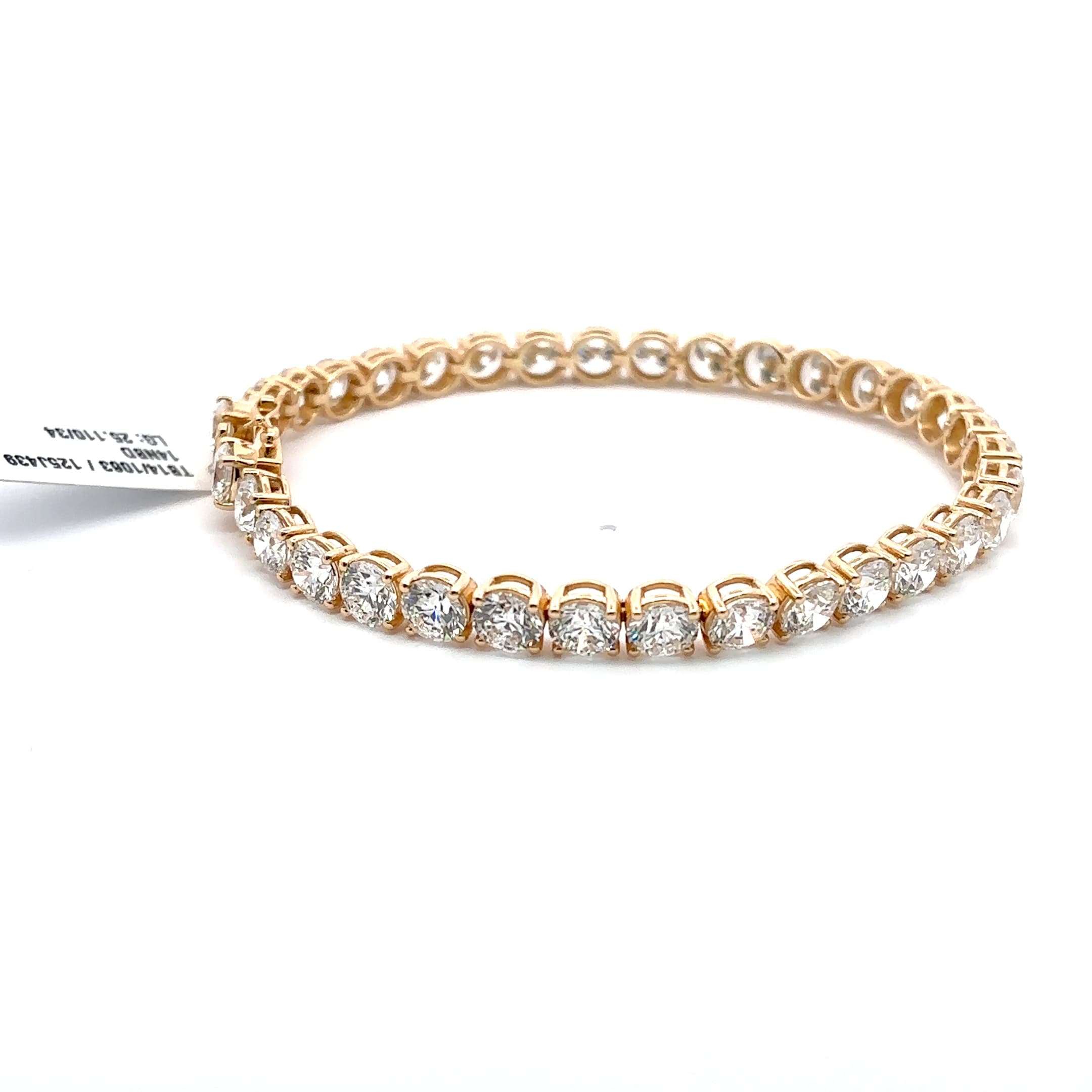 Yellow Gold Diamond Tennis Bracelet with Round Brilliant Cut Diamonds 3
