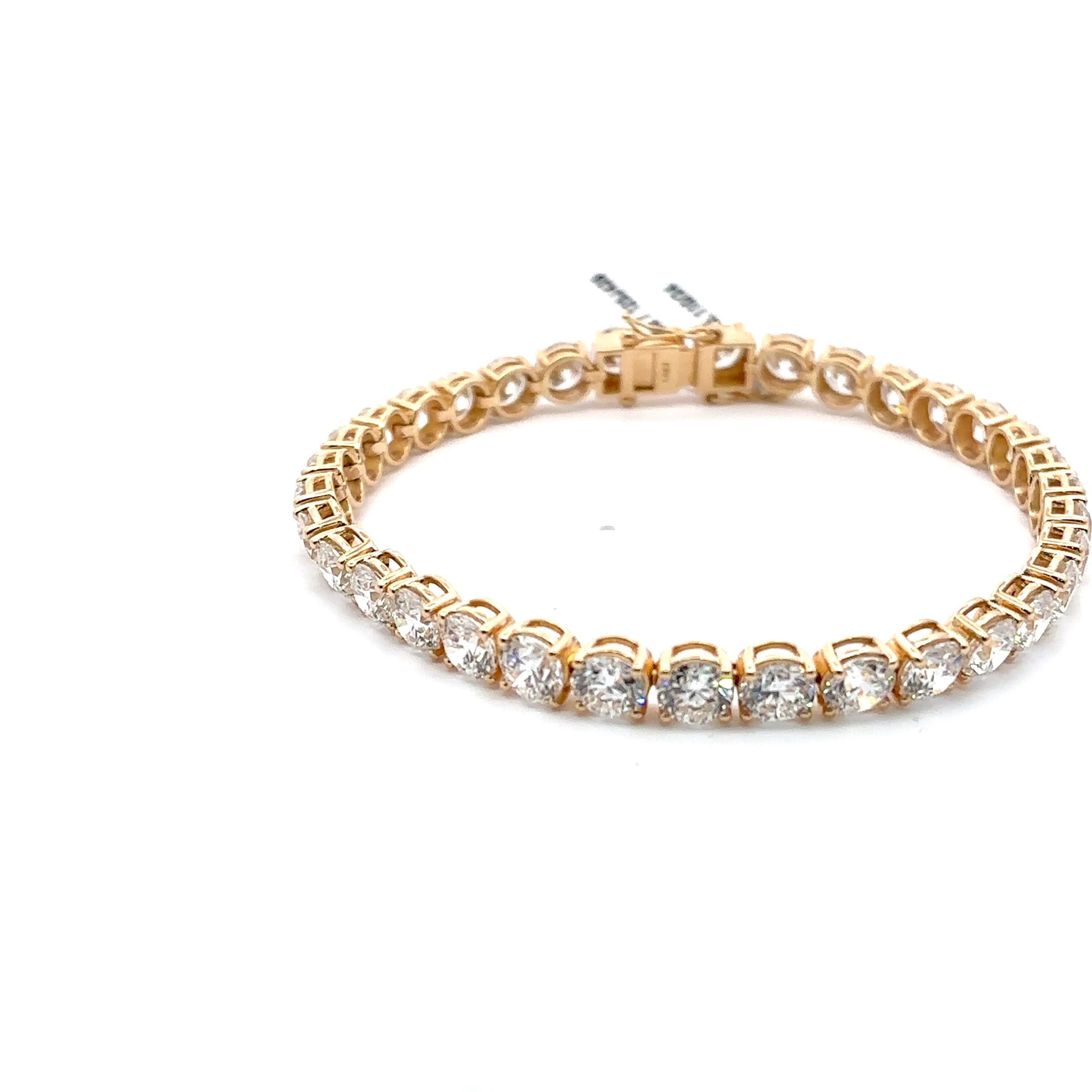 Yellow Gold Diamond Tennis Bracelet with Round Brilliant Cut Diamonds 4