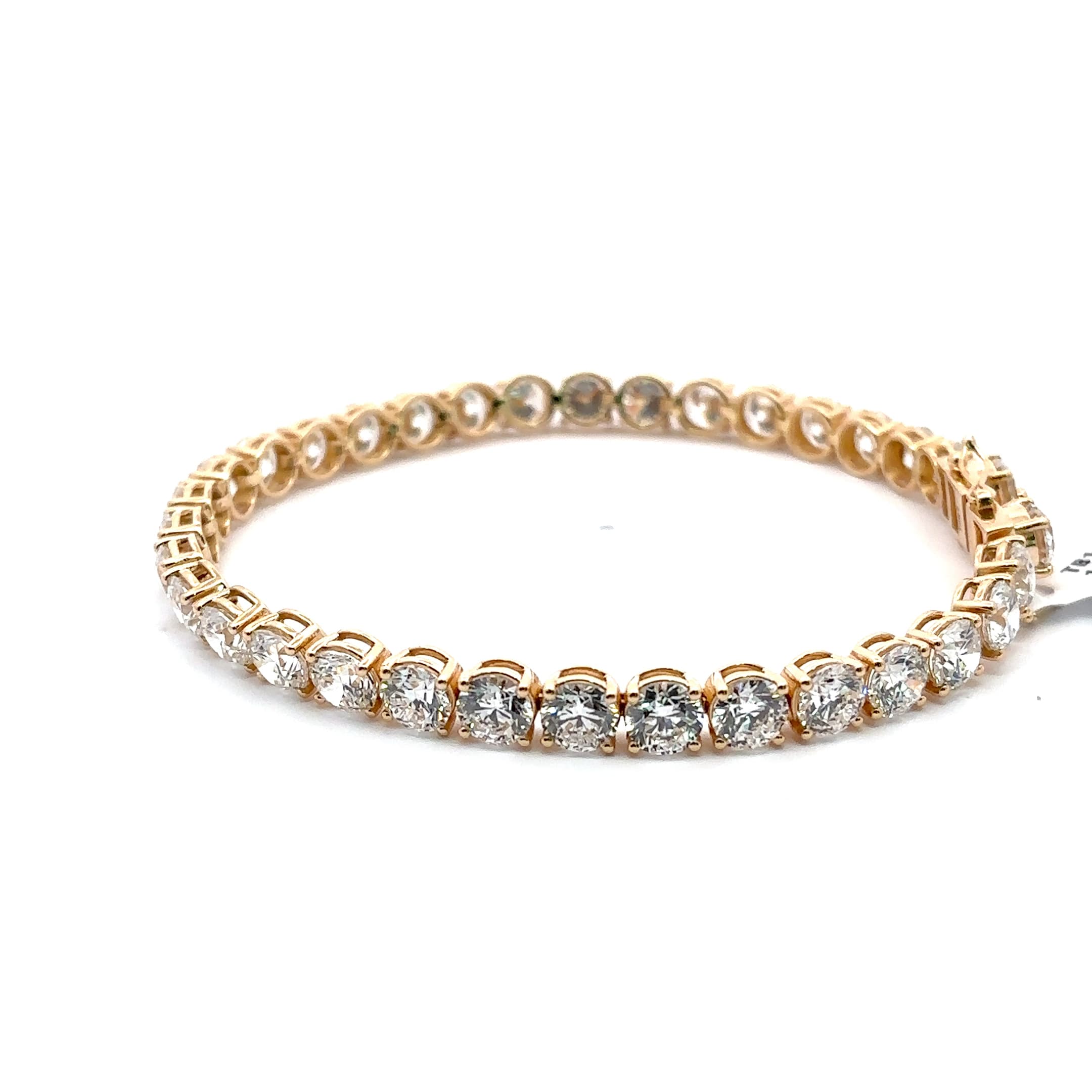 Yellow Gold Diamond Tennis Bracelet with Round Brilliant Cut Diamonds 5