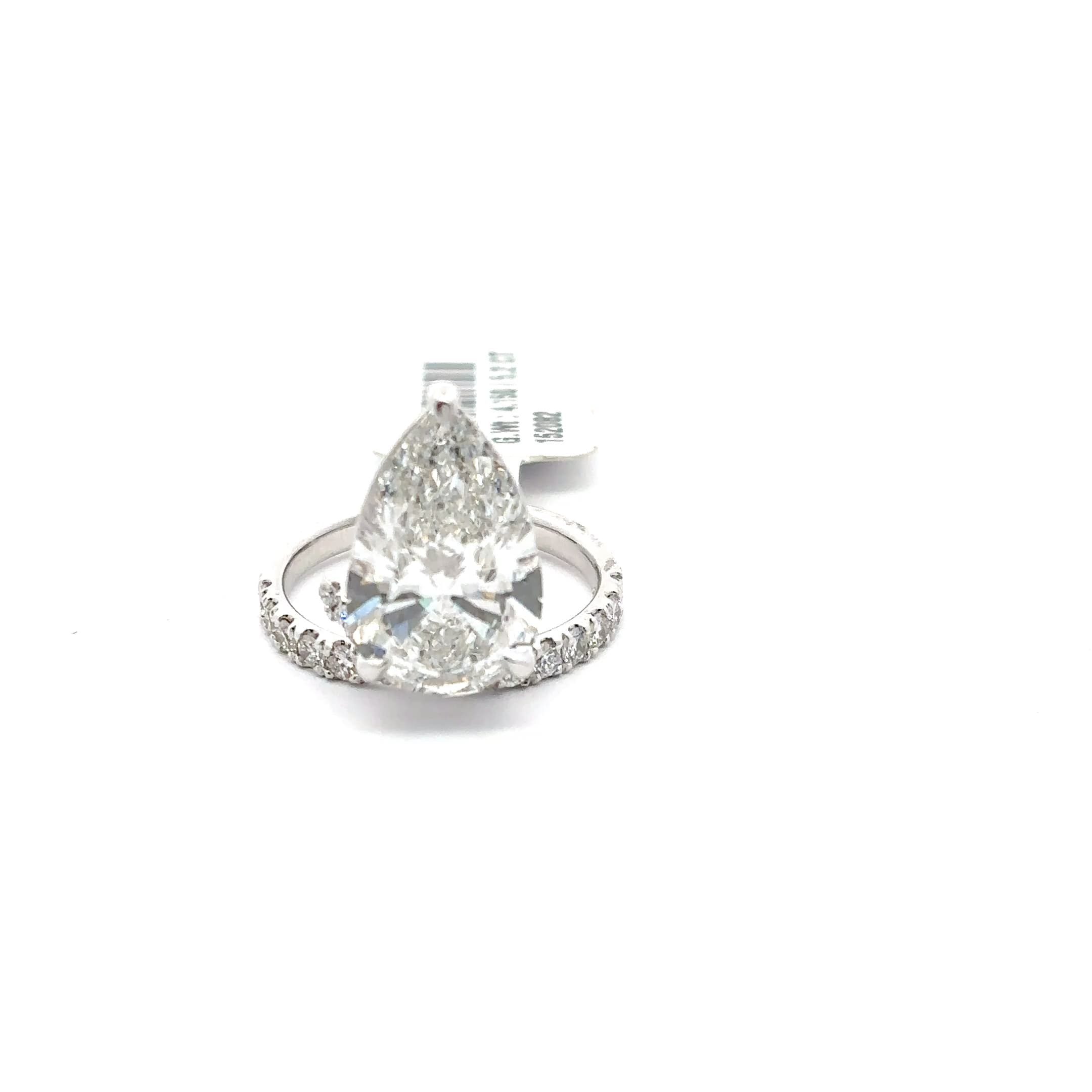 White Gold Multistone Ring with Pear Cut Diamond 2