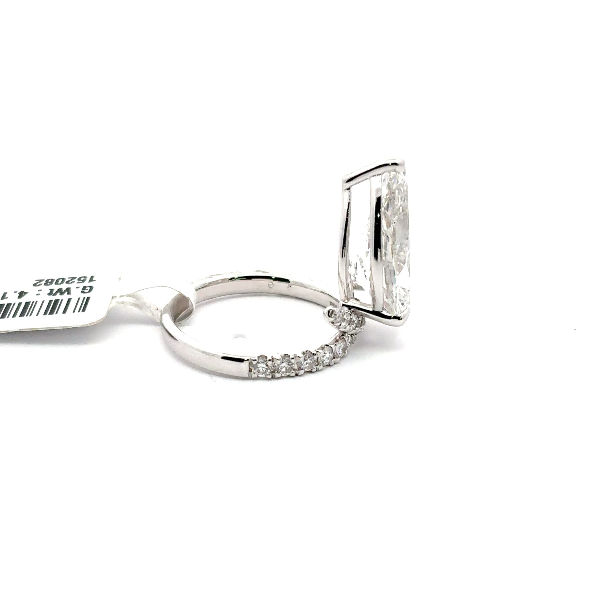 White Gold Multistone Ring with Pear Cut Diamond 5