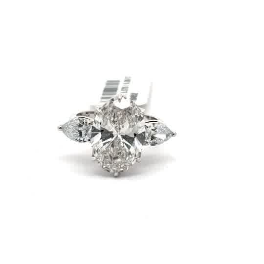 Diamond Multistone Ring with Oval Cut Center Stone