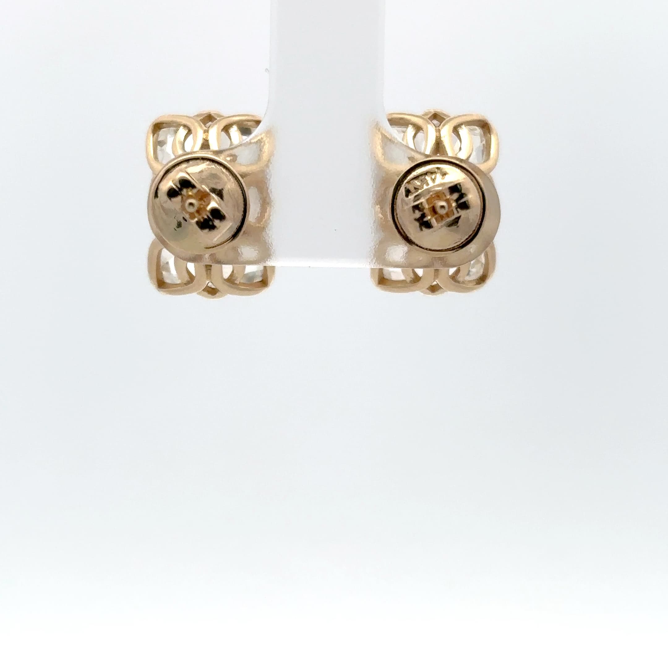 Cushion Cut Diamond Stud Earrings in Yellow Gold 3