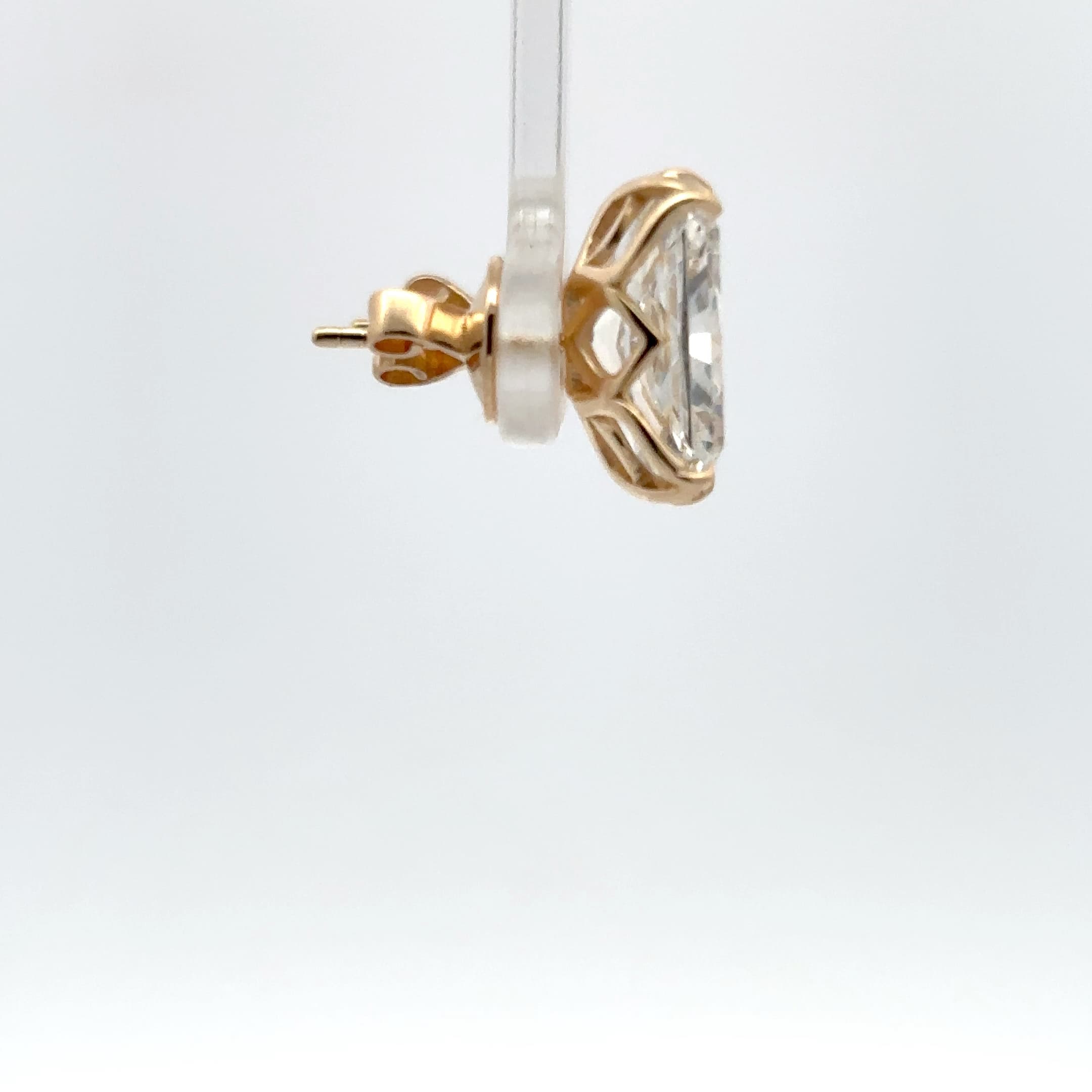Cushion Cut Diamond Stud Earrings in Yellow Gold 4
