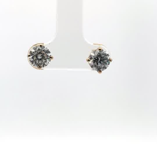 Yellow Gold Stud Earrings with Round Brilliant Diamonds