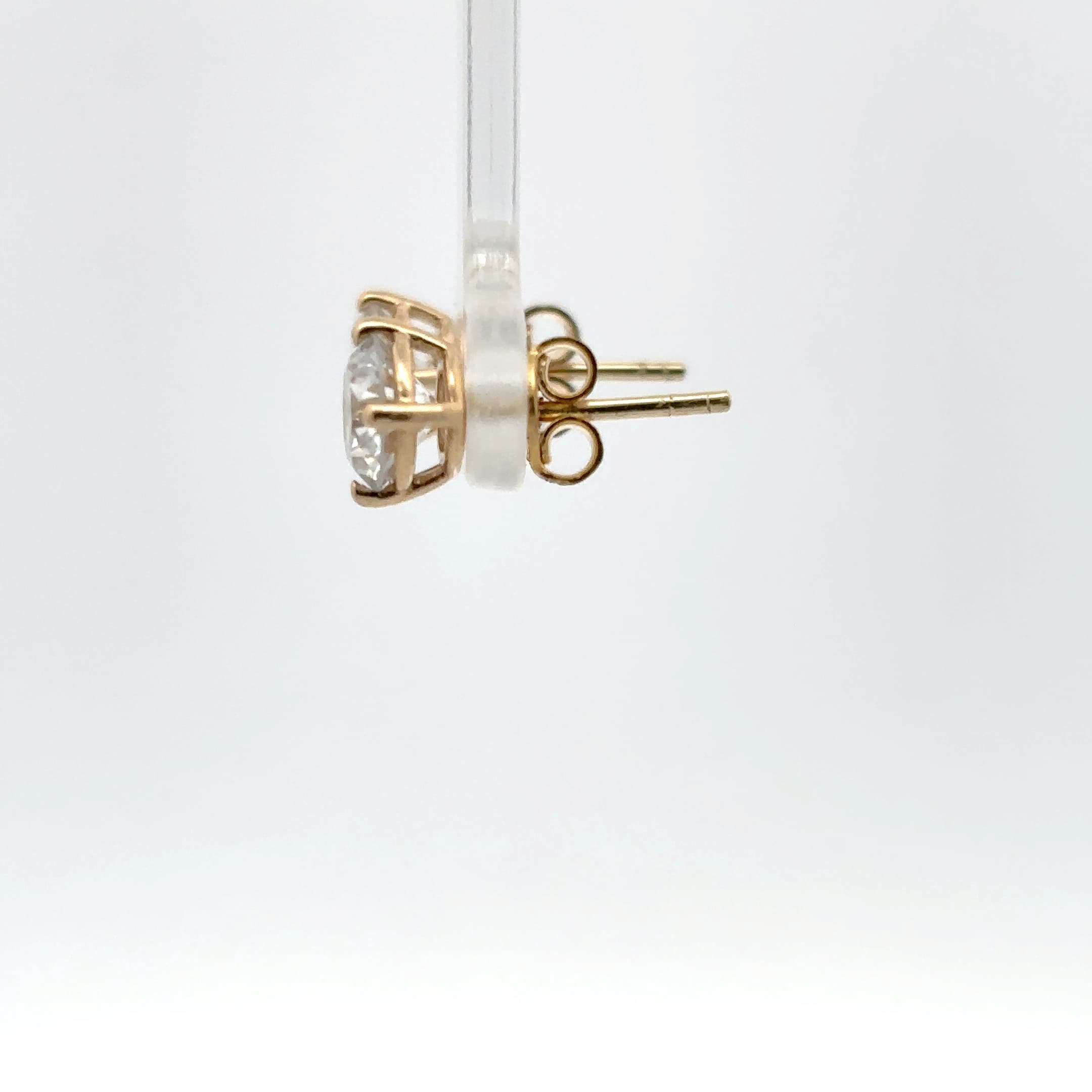 Yellow Gold Stud Earrings with Round Brilliant Diamonds 3