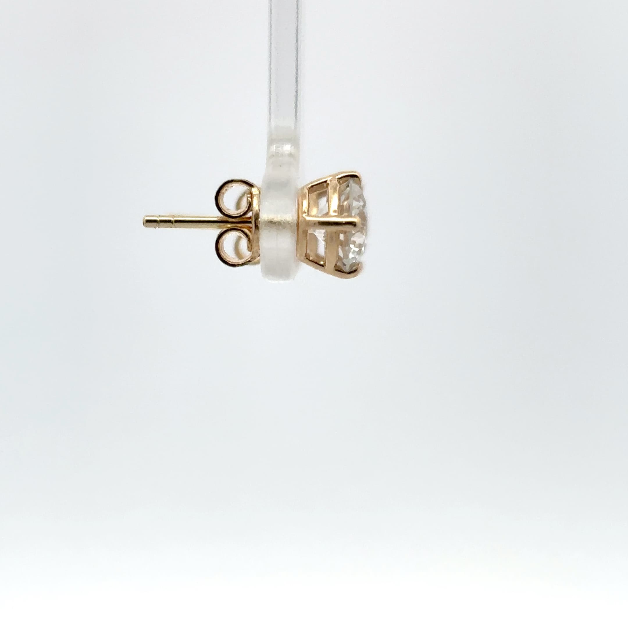 Yellow Gold Stud Earrings with Round Brilliant Diamonds 5