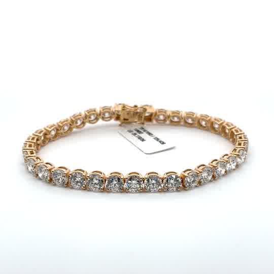 Yellow Gold Diamond Tennis Bracelet with Round Brilliant Cut Diamonds 6