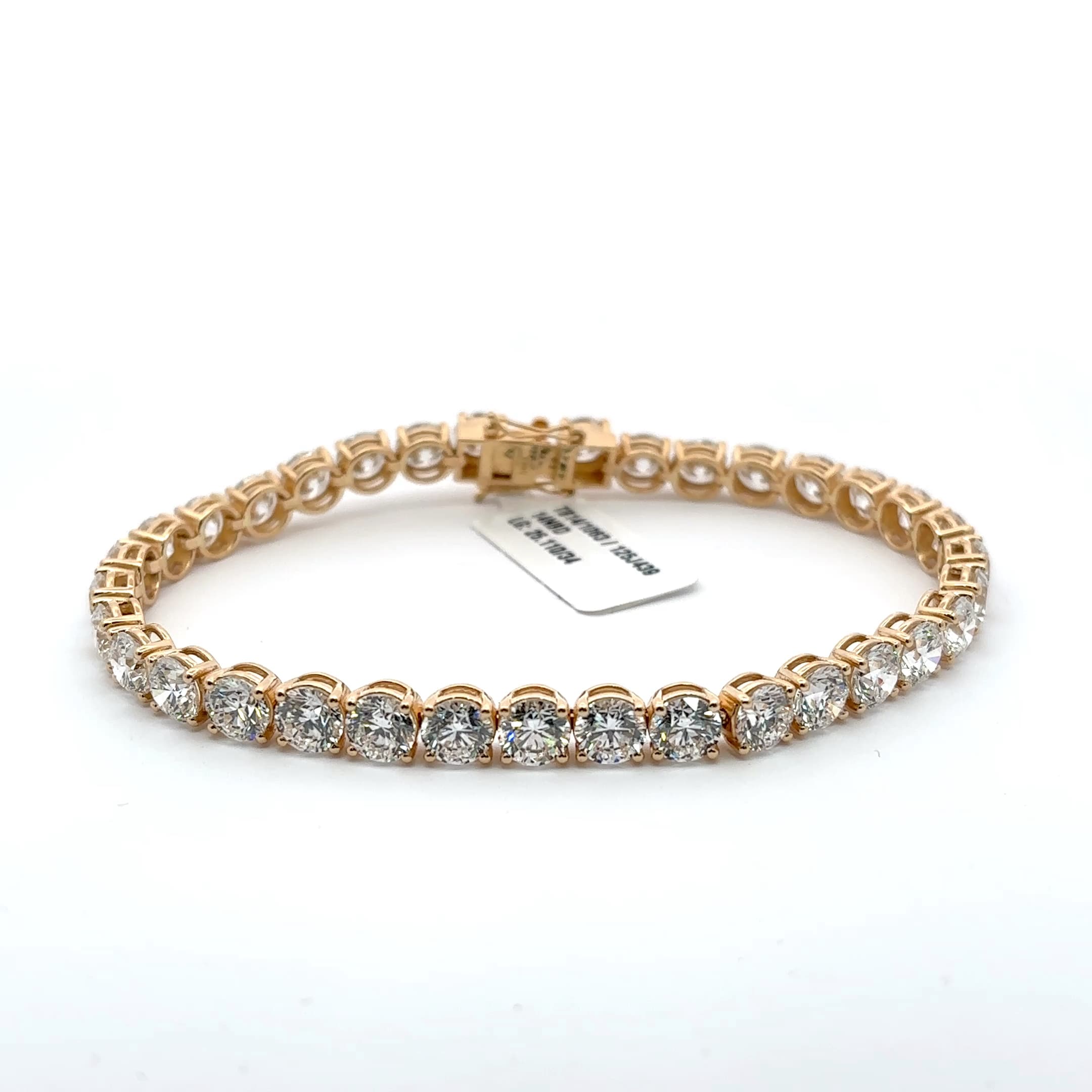 Yellow Gold Diamond Tennis Bracelet with Round Brilliant Cut Diamonds 7