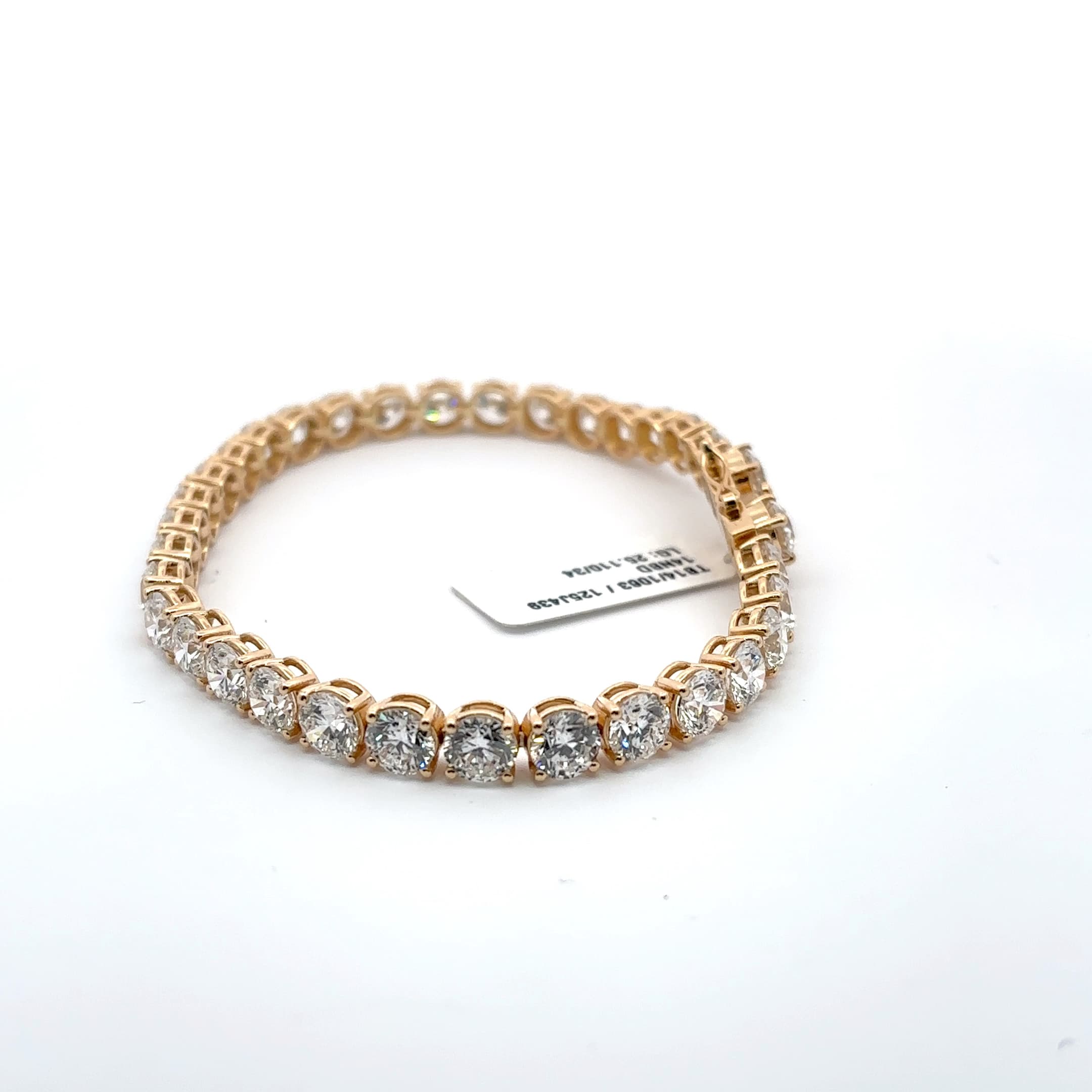 Yellow Gold Diamond Tennis Bracelet with Round Brilliant Cut Diamonds 8