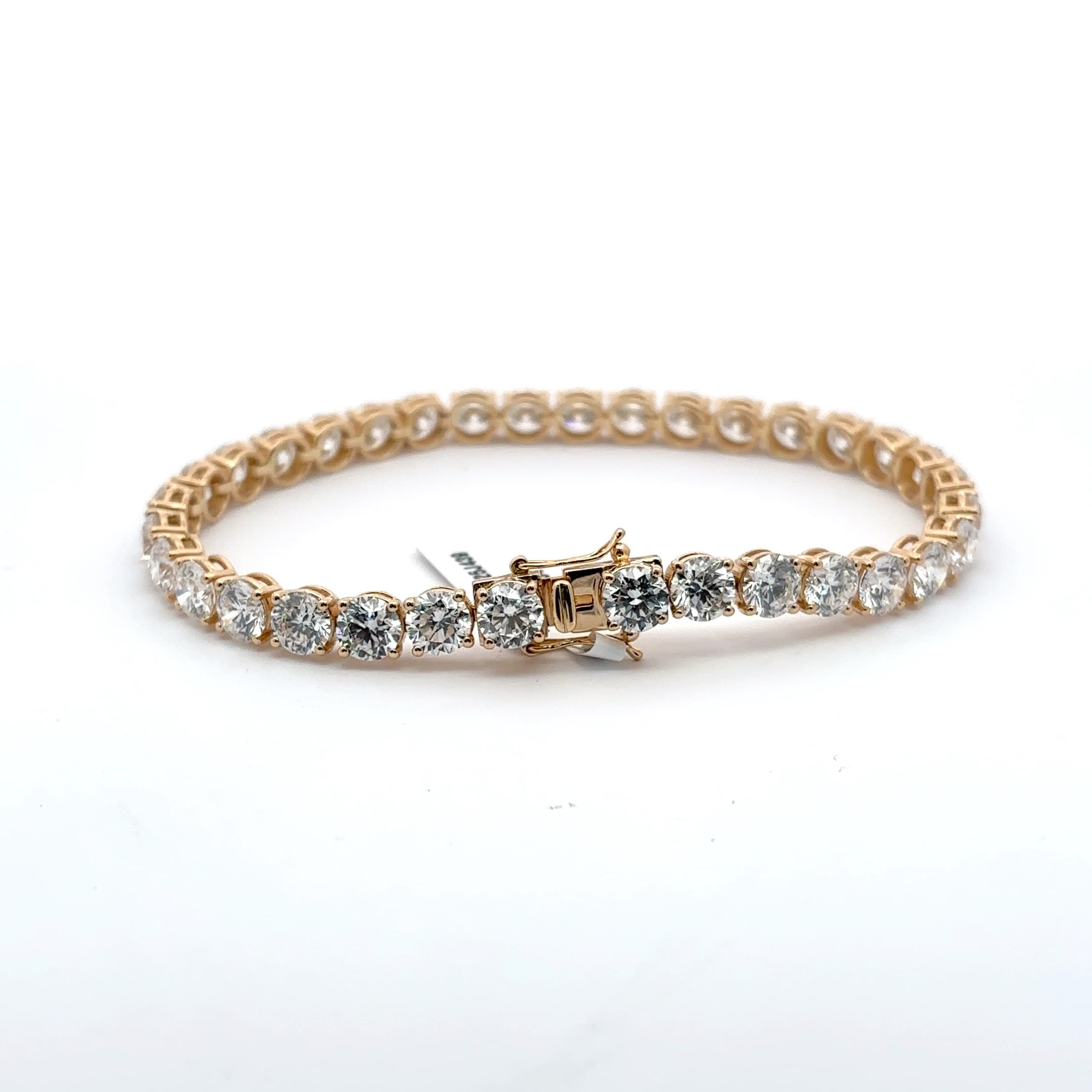 Yellow Gold Diamond Tennis Bracelet with Round Brilliant Cut Diamonds 9