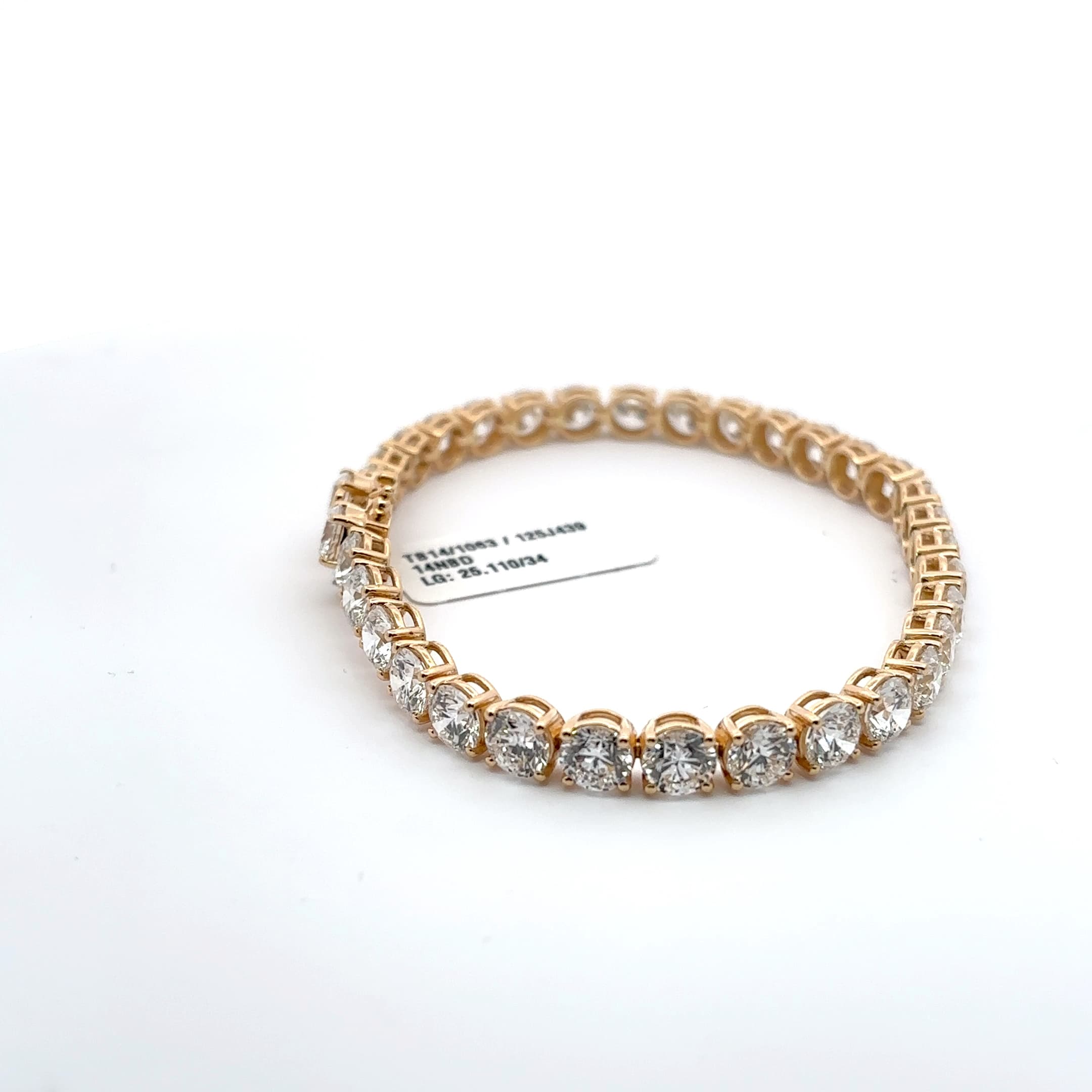 Yellow Gold Diamond Tennis Bracelet with Round Brilliant Cut Diamonds 10