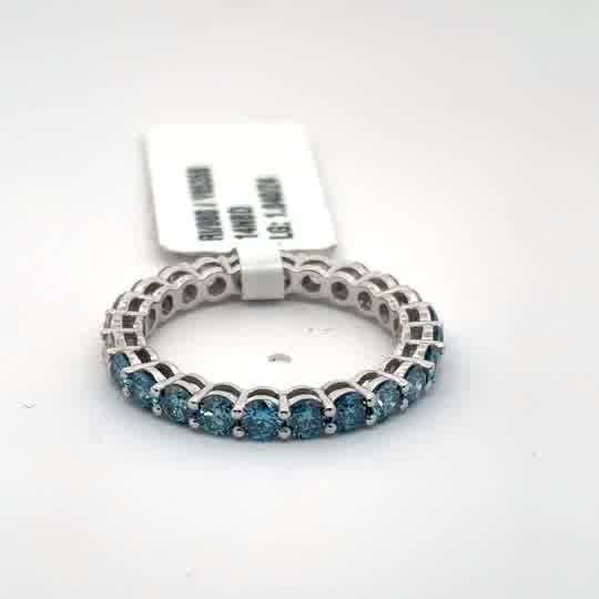 White Gold Eternity Ring with Round Blue Sapphires