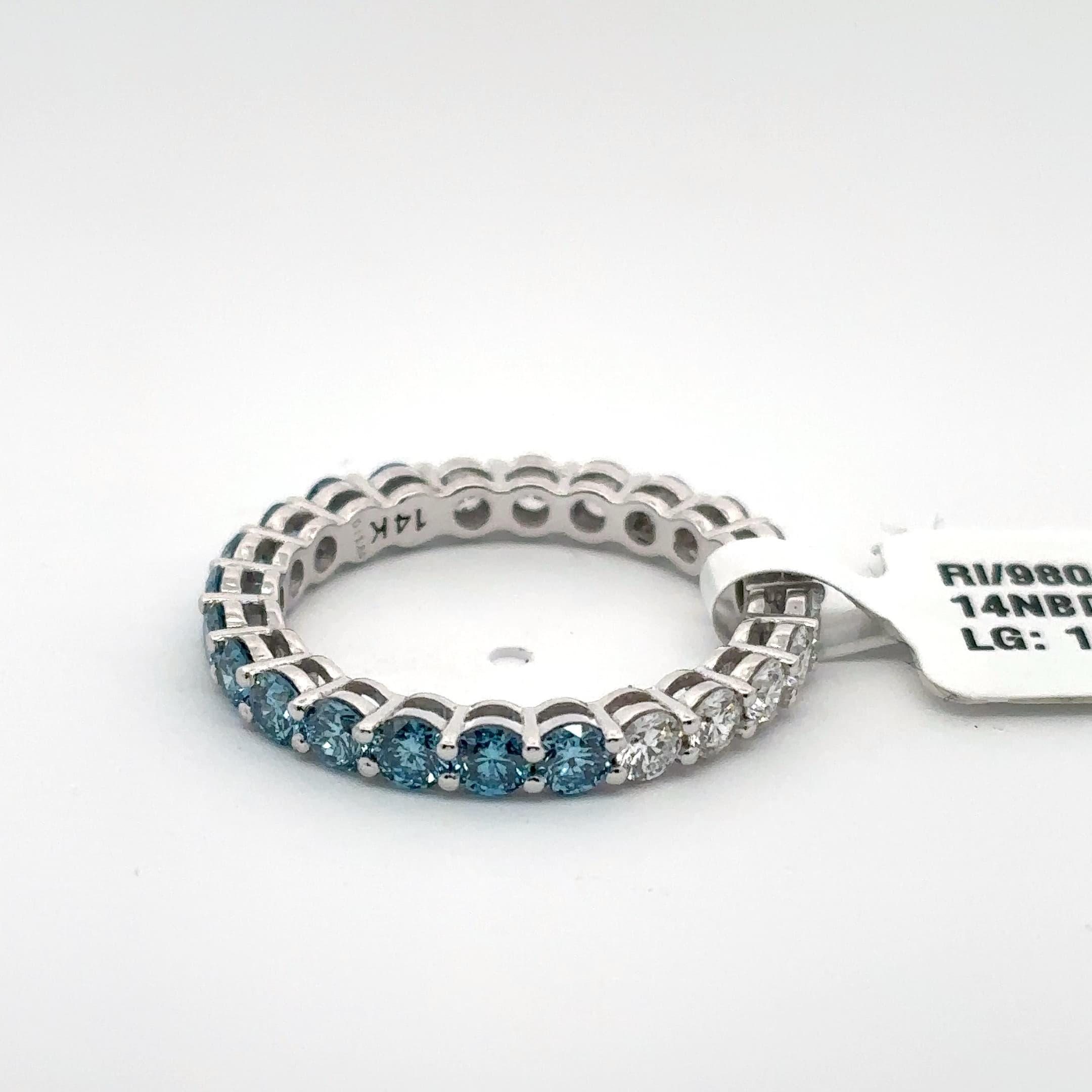White Gold Eternity Ring with Round Blue Sapphires 3