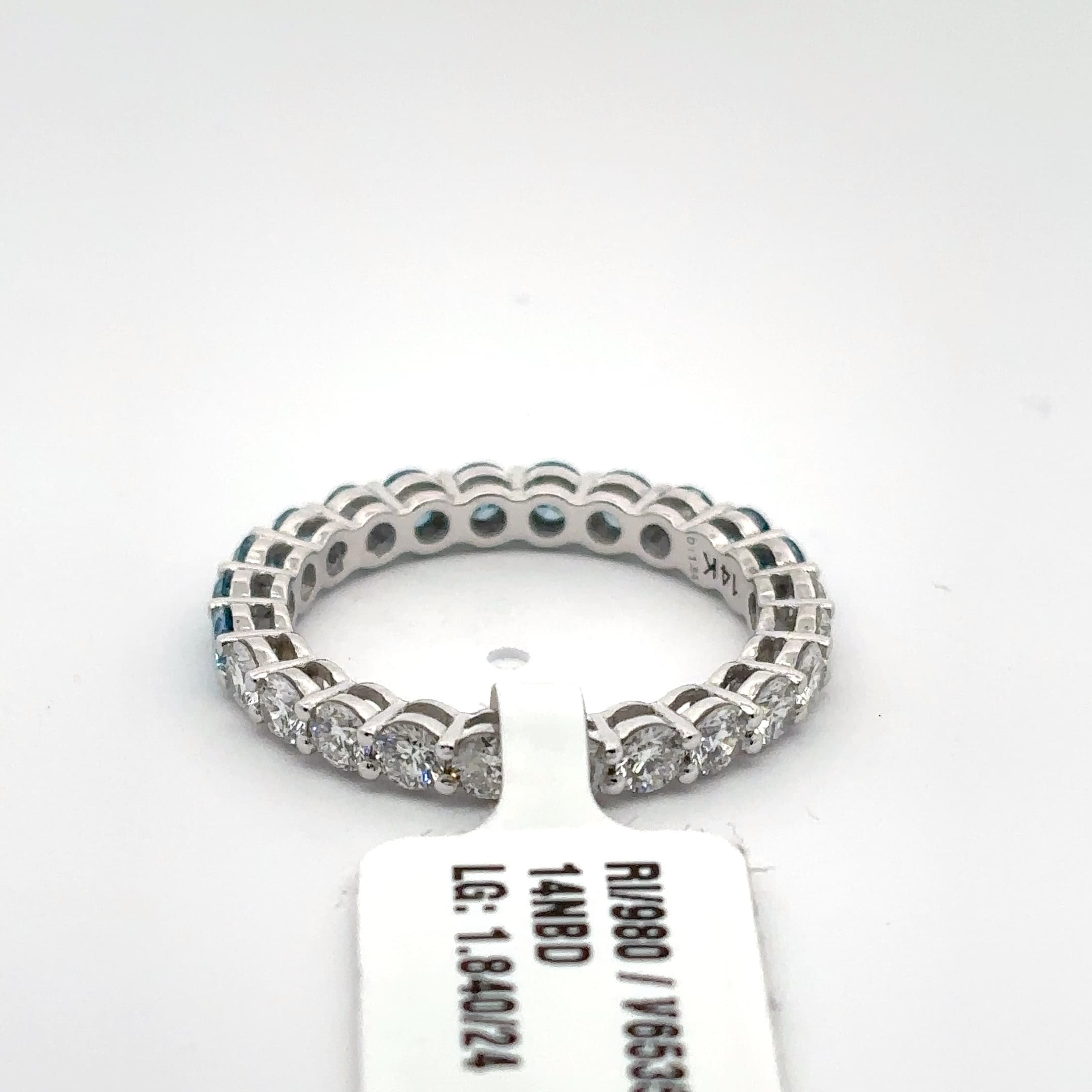 White Gold Eternity Ring with Round Blue Sapphires 4