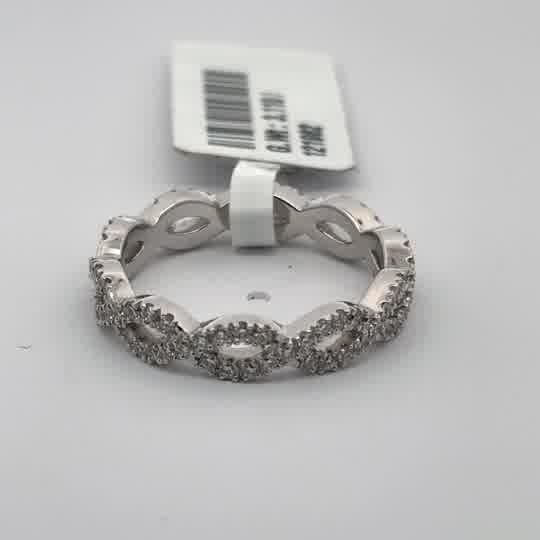 White Gold Over Silver Diamond Eternity Band Ring
