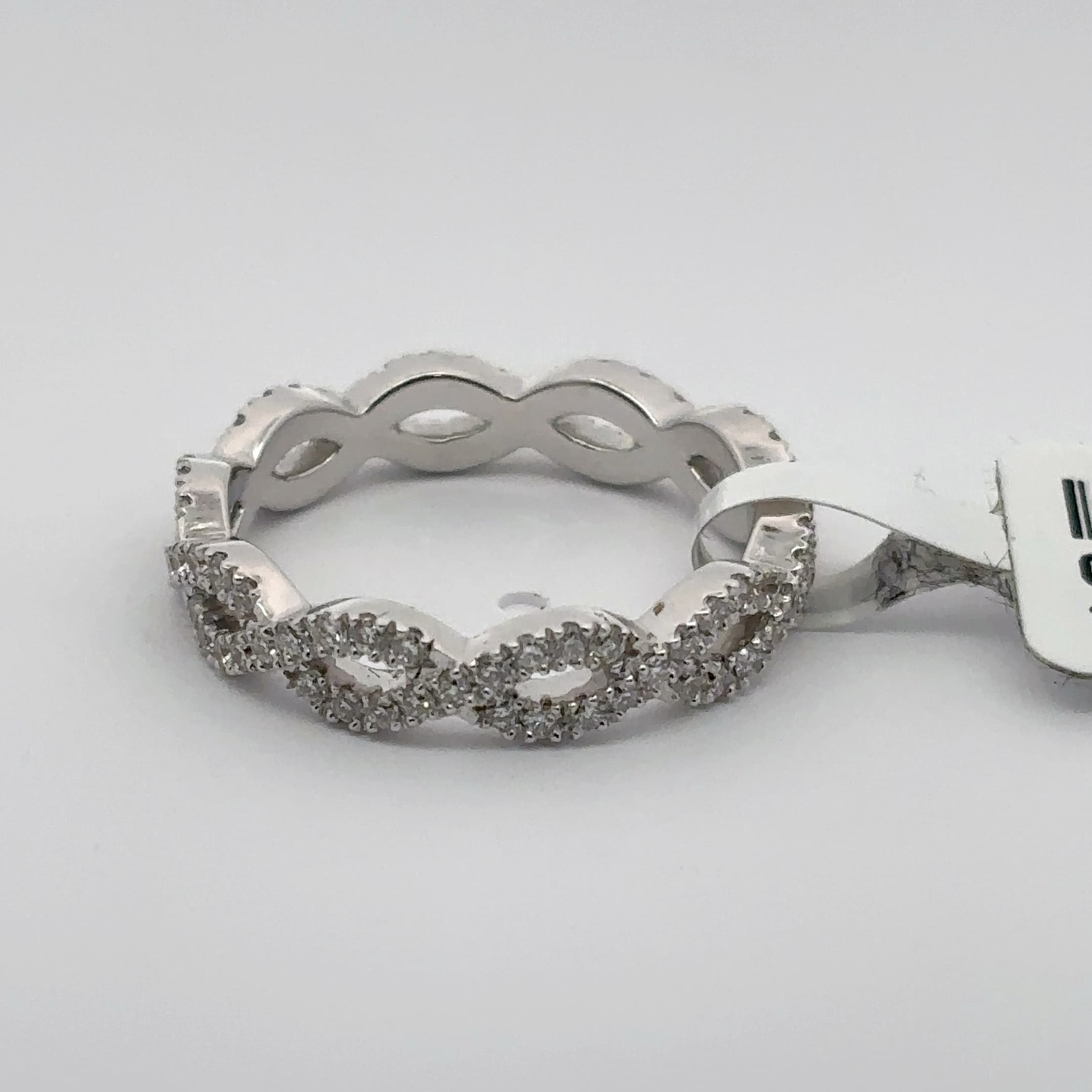 White Gold Over Silver Diamond Eternity Band Ring 3