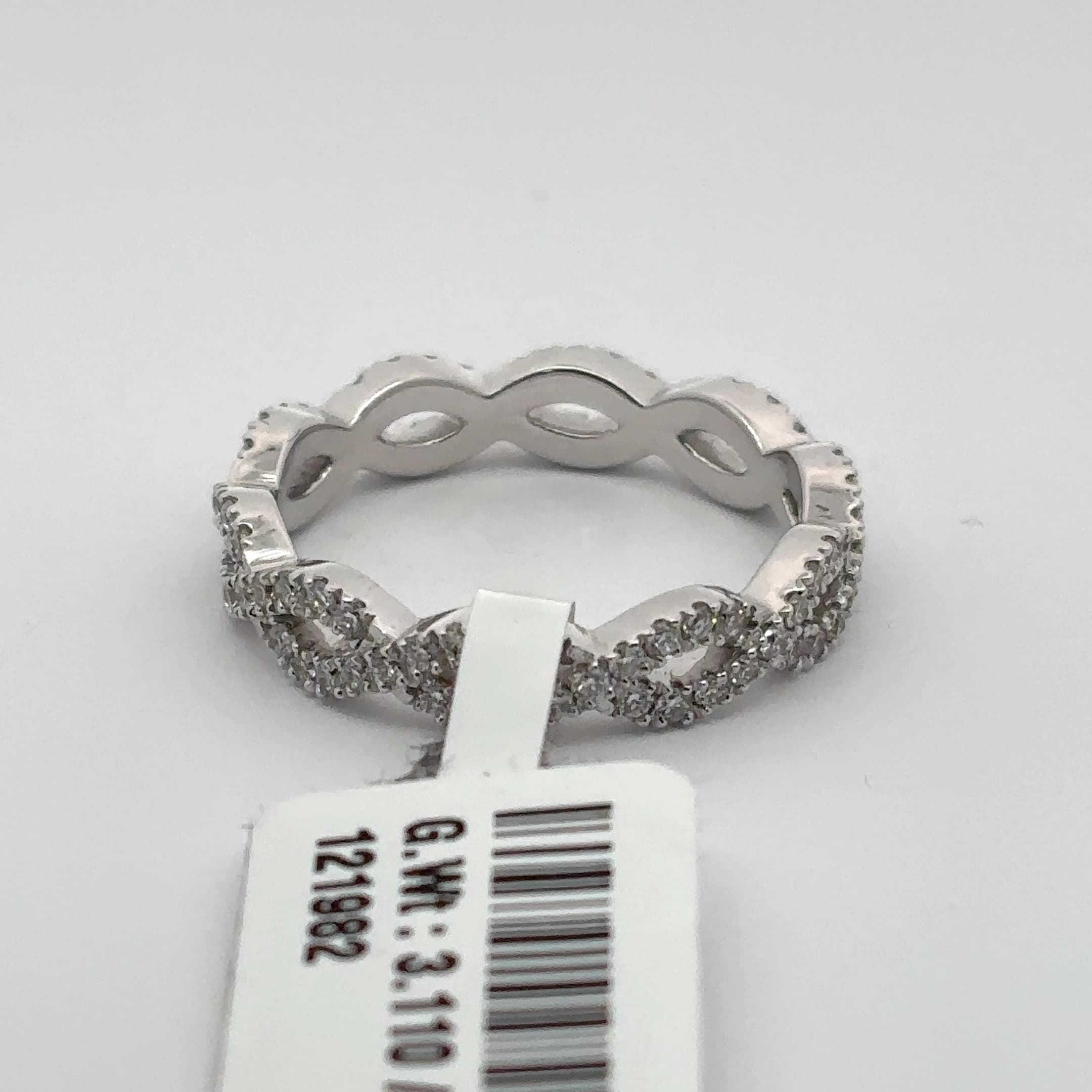 White Gold Over Silver Diamond Eternity Band Ring 4
