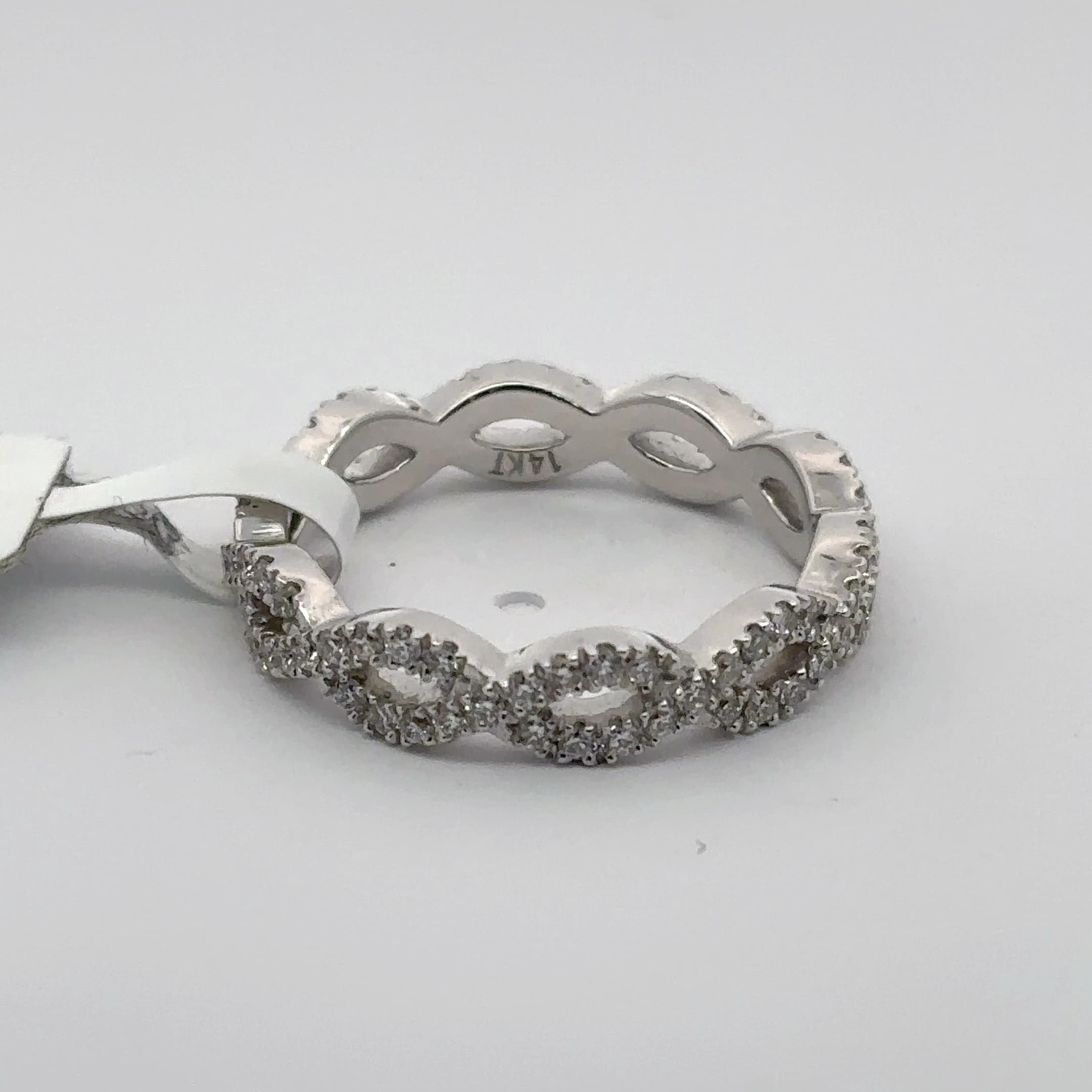 White Gold Over Silver Diamond Eternity Band Ring 5