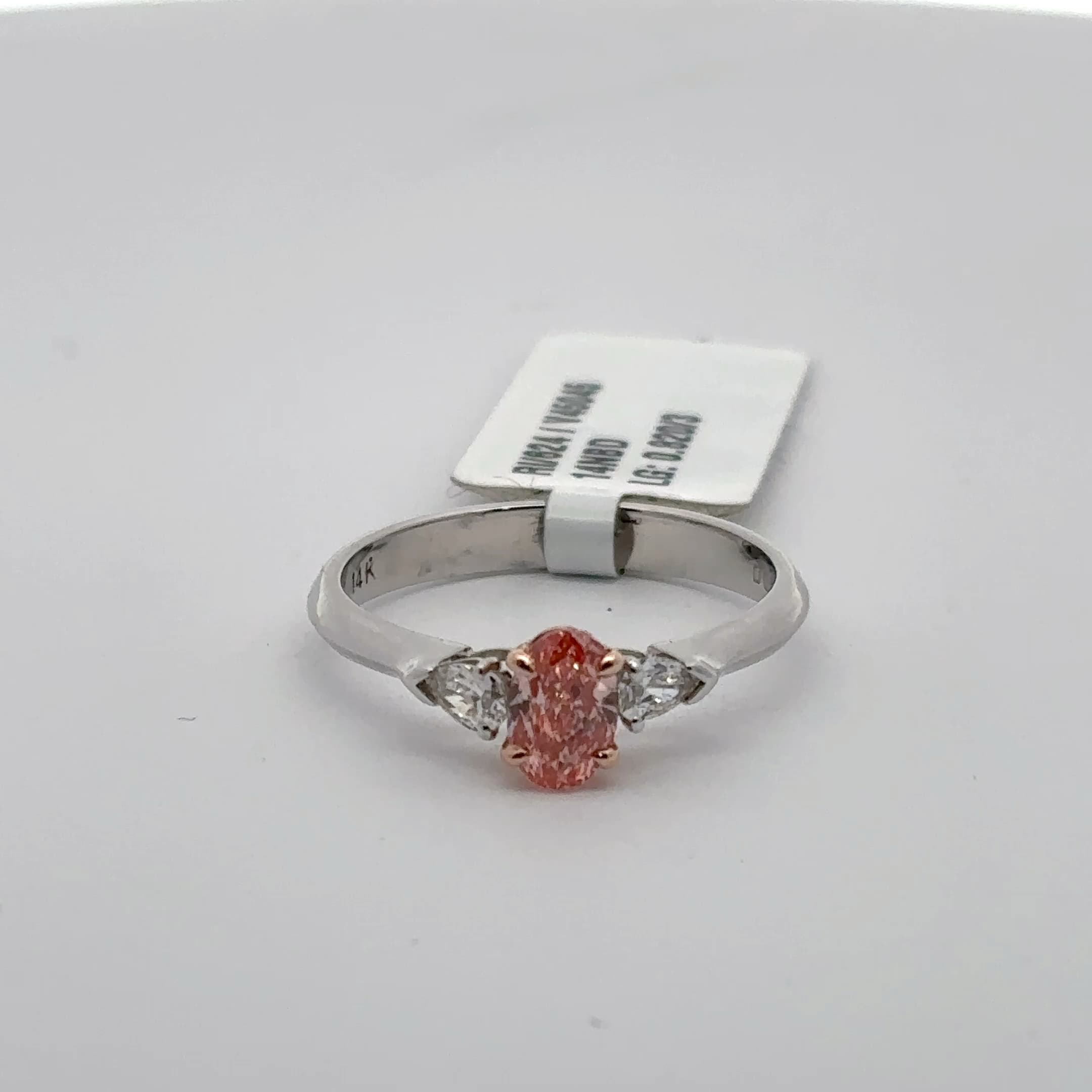 Rose Gold Ring with Oval Orange Diamond Accented by Diamonds 2