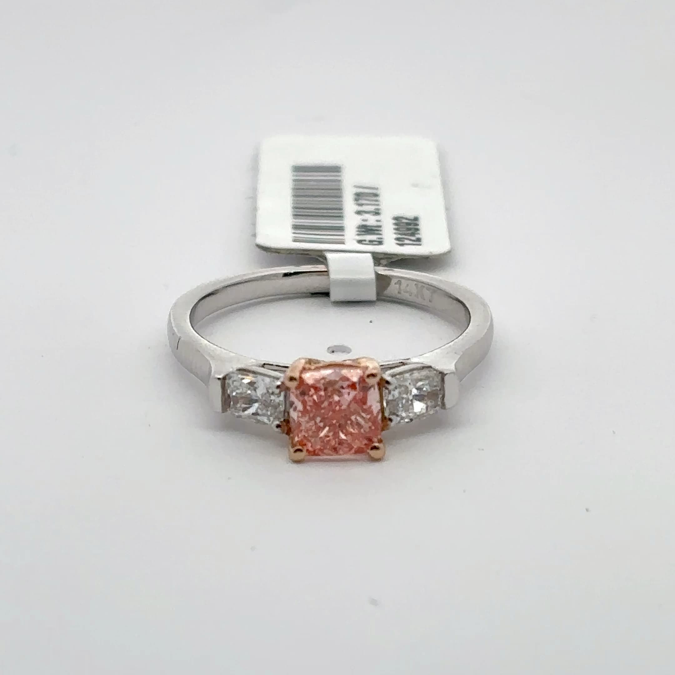 14k White Gold Ring with Cushion Cut Orange Diamond 2