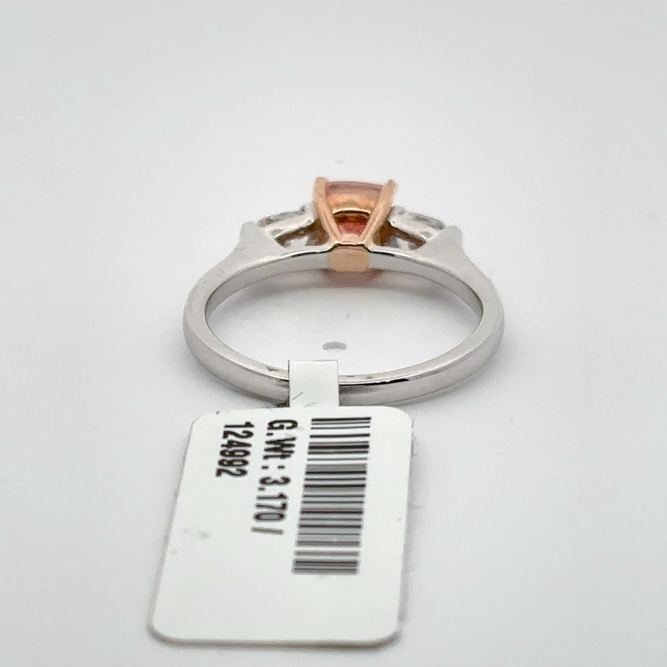 14k White Gold Ring with Cushion Cut Orange Diamond 4