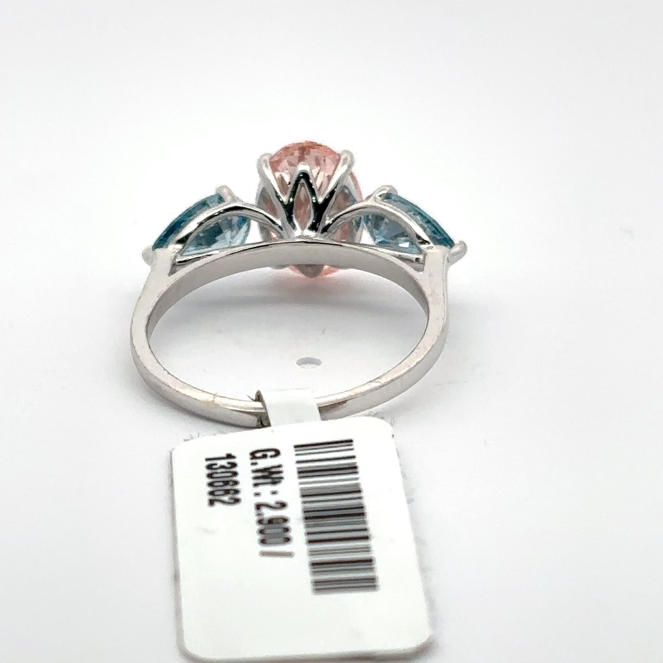 White Gold Multistone Ring with Oval Cut Diamond 4