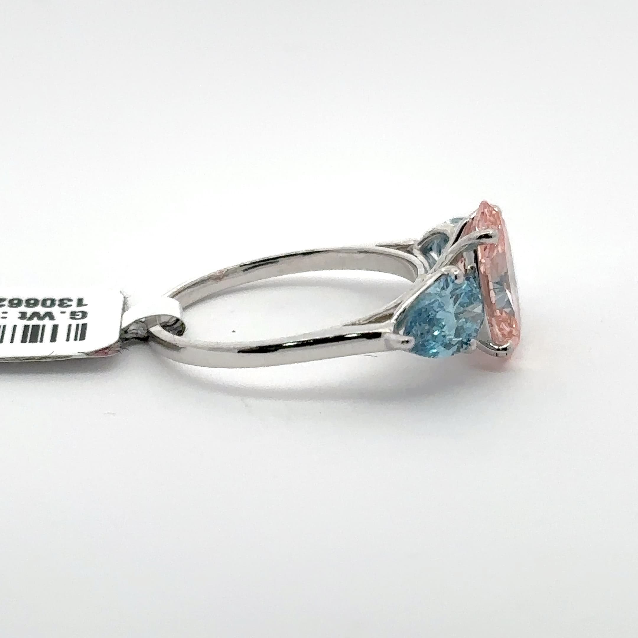 White Gold Multistone Ring with Oval Cut Diamond 5