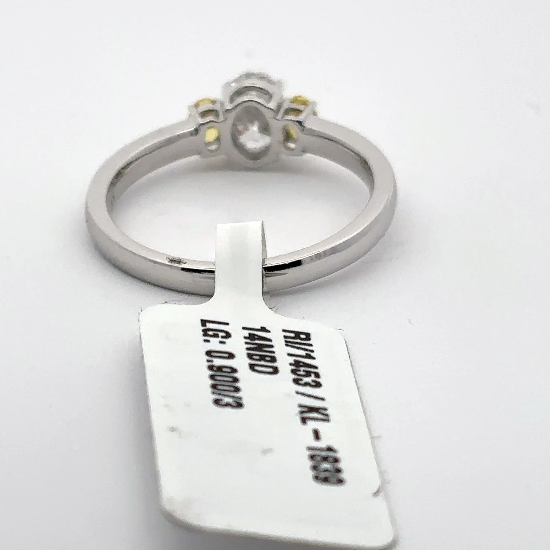 White Gold Multistone Ring with Oval Cut Diamond 4