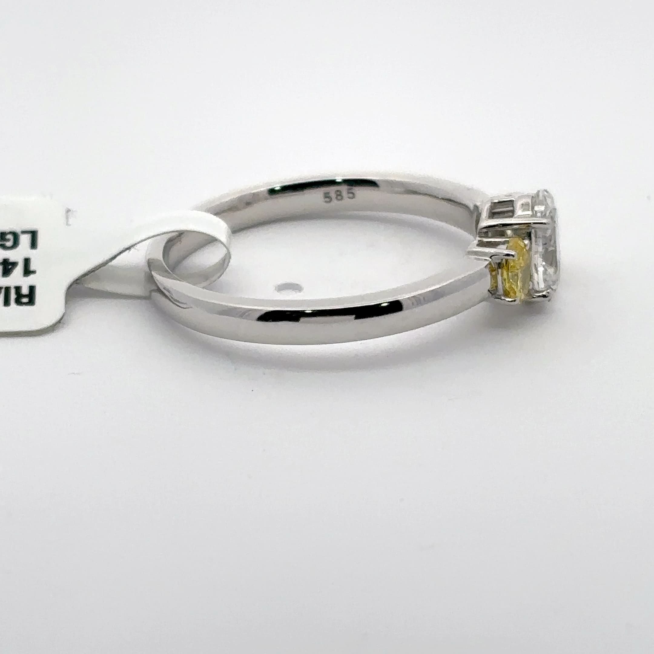 White Gold Multistone Ring with Oval Cut Diamond 5