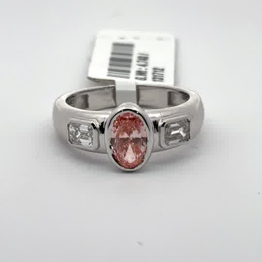 Multistone Ring with Oval Cut Diamond