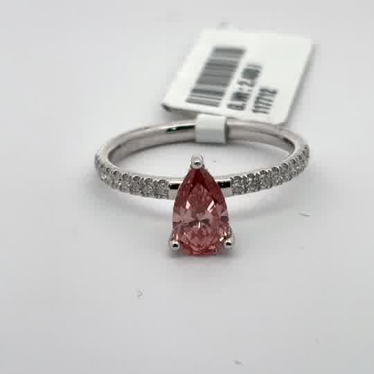Multistone Ring with Pear Cut Red Diamond