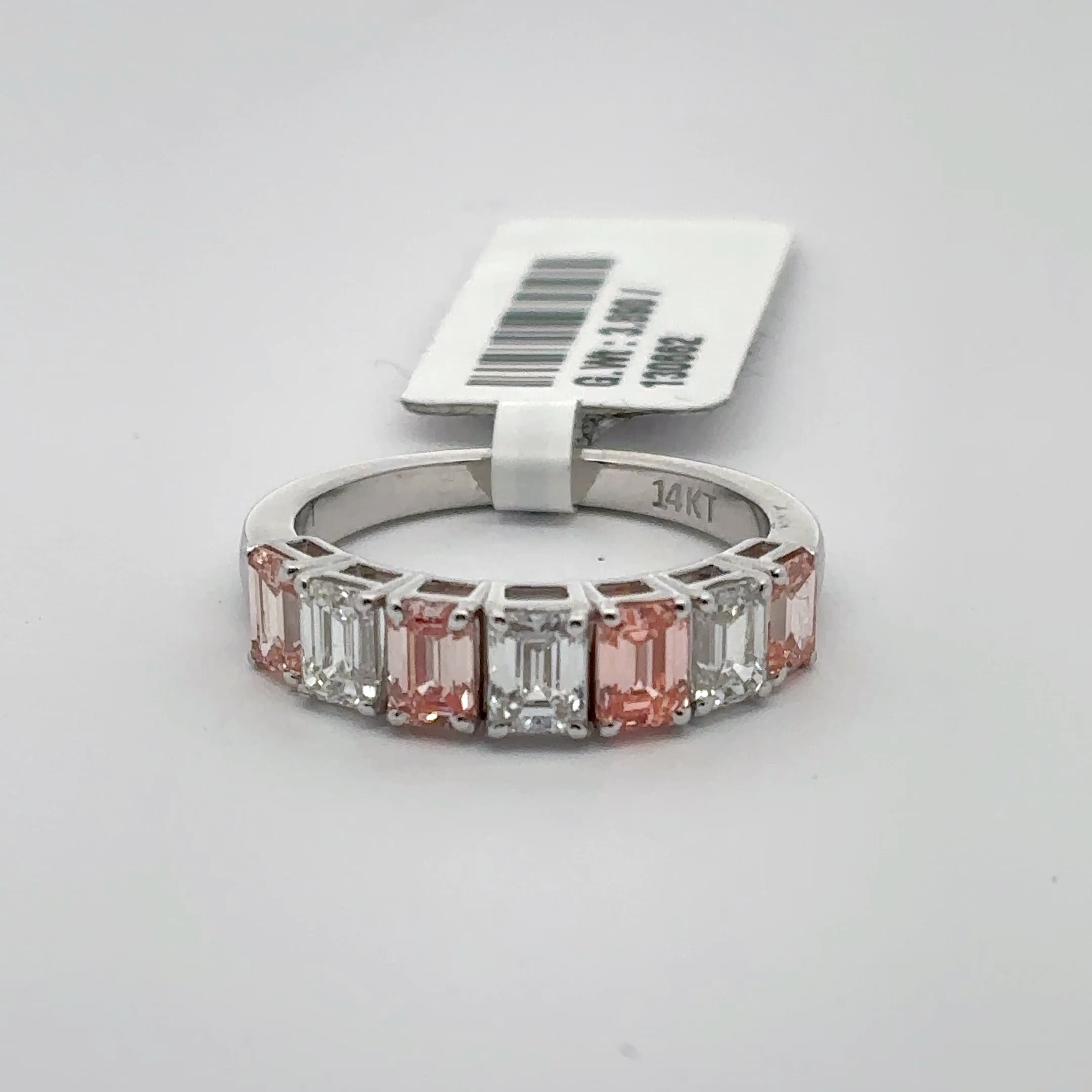 14K White Gold Emerald-Cut Diamond Multistone Ring 2