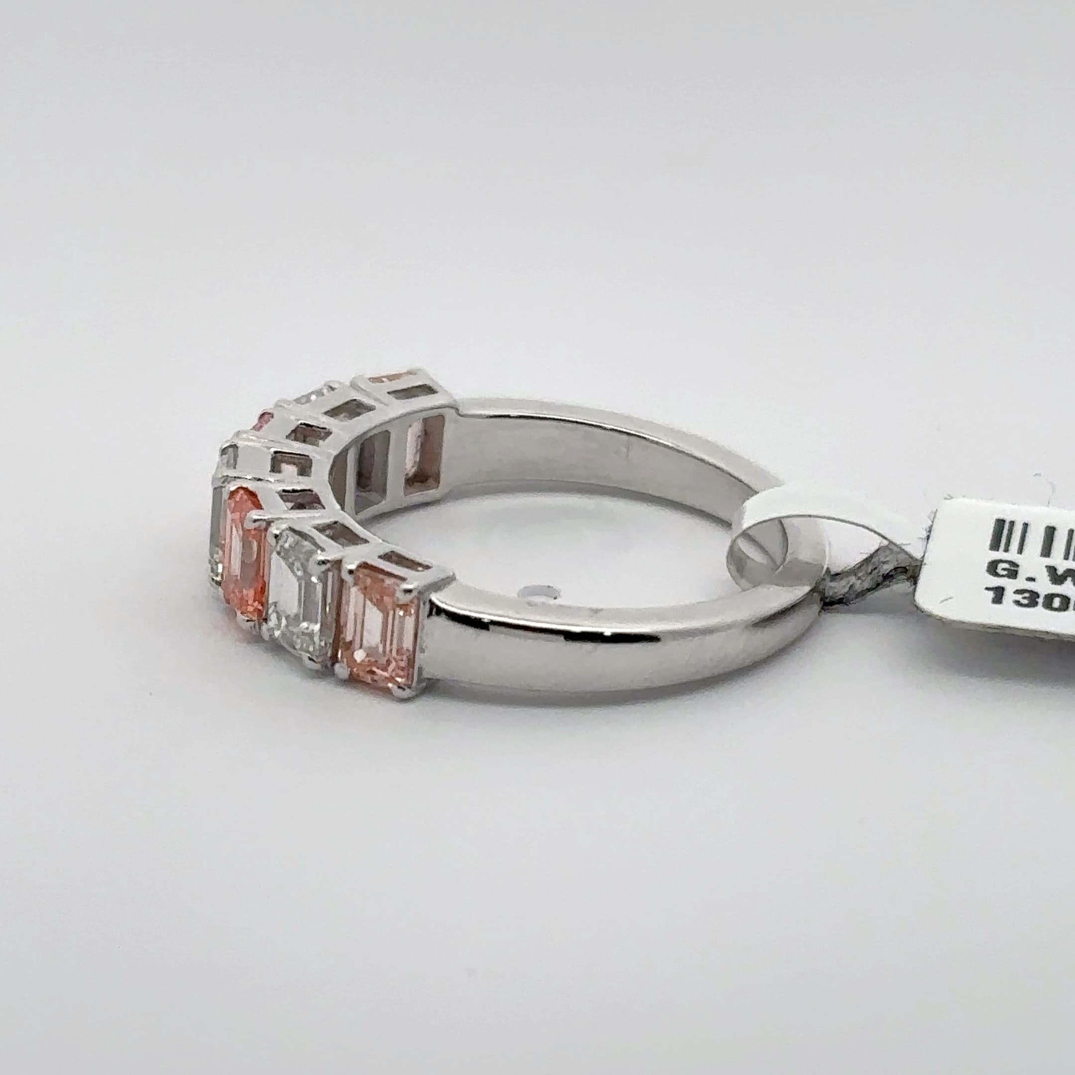 14K White Gold Emerald-Cut Diamond Multistone Ring 3