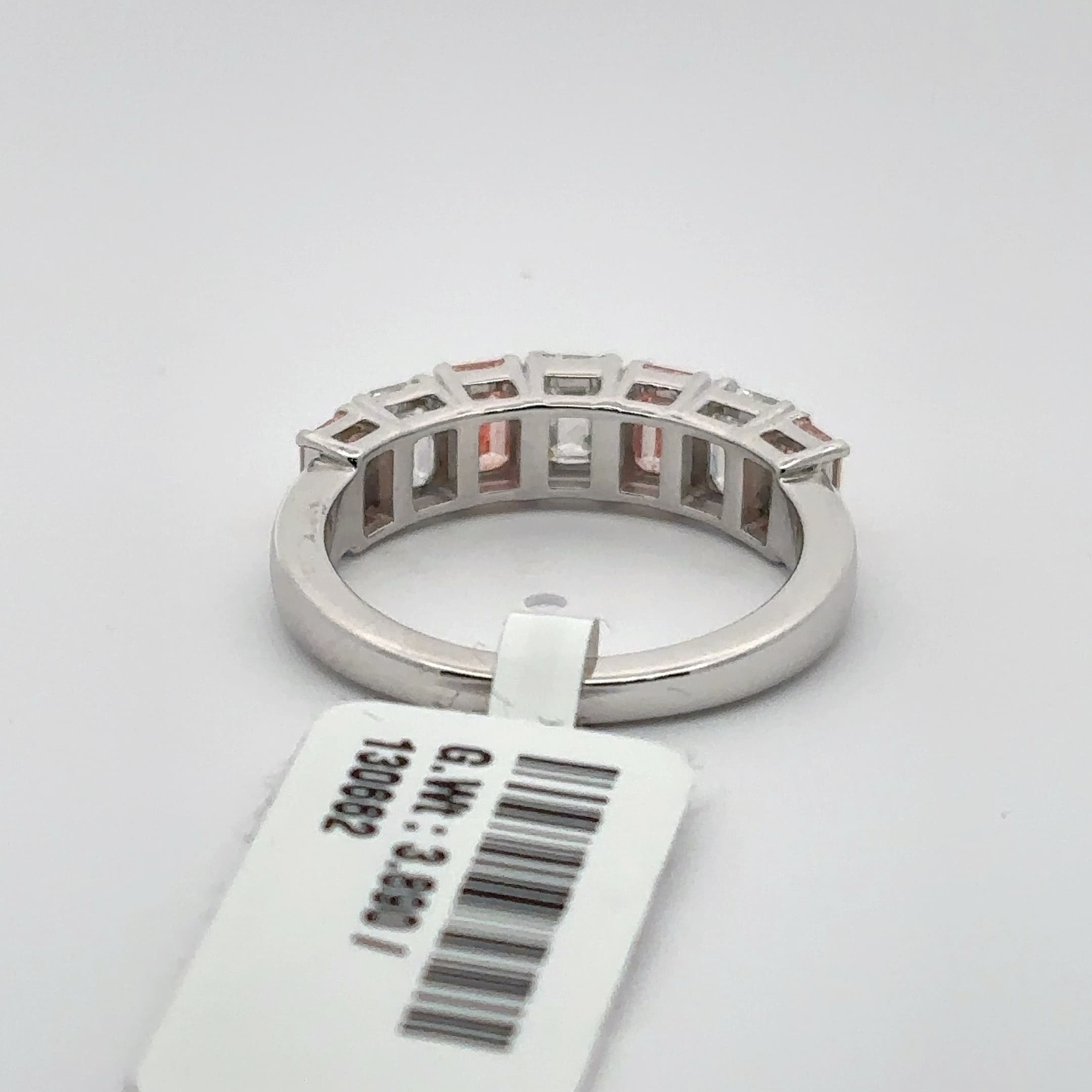 14K White Gold Emerald-Cut Diamond Multistone Ring 4