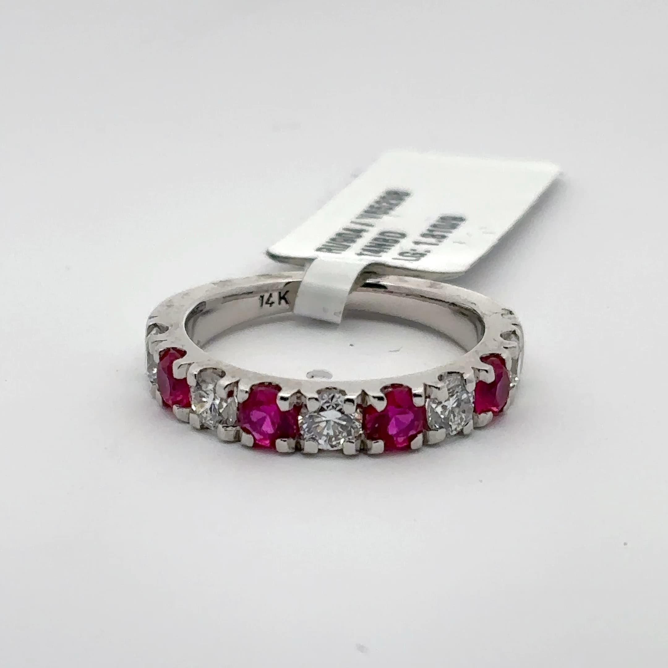 White Gold Eternity Ring with Oval Cabochon Rubies 2