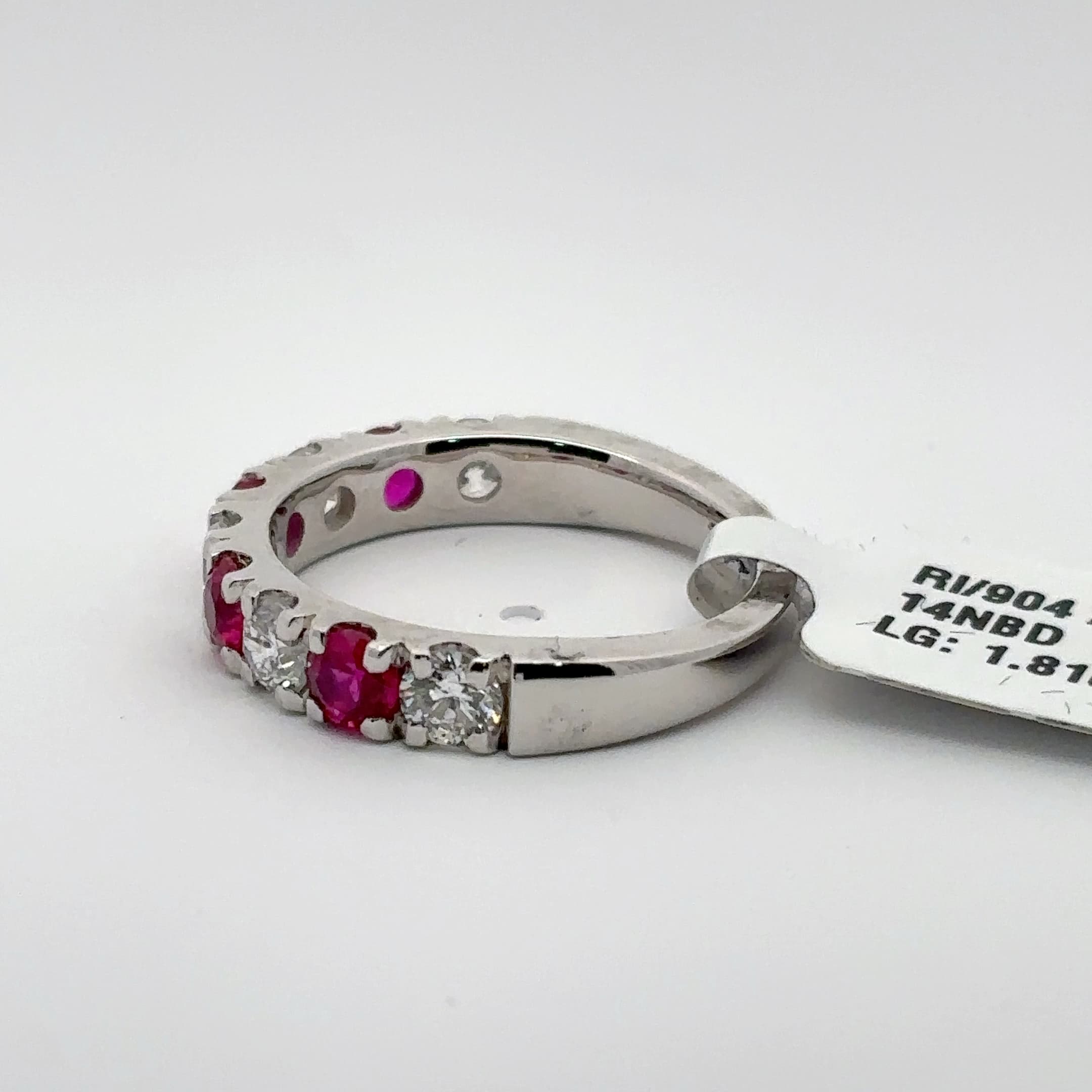 White Gold Eternity Ring with Oval Cabochon Rubies 3